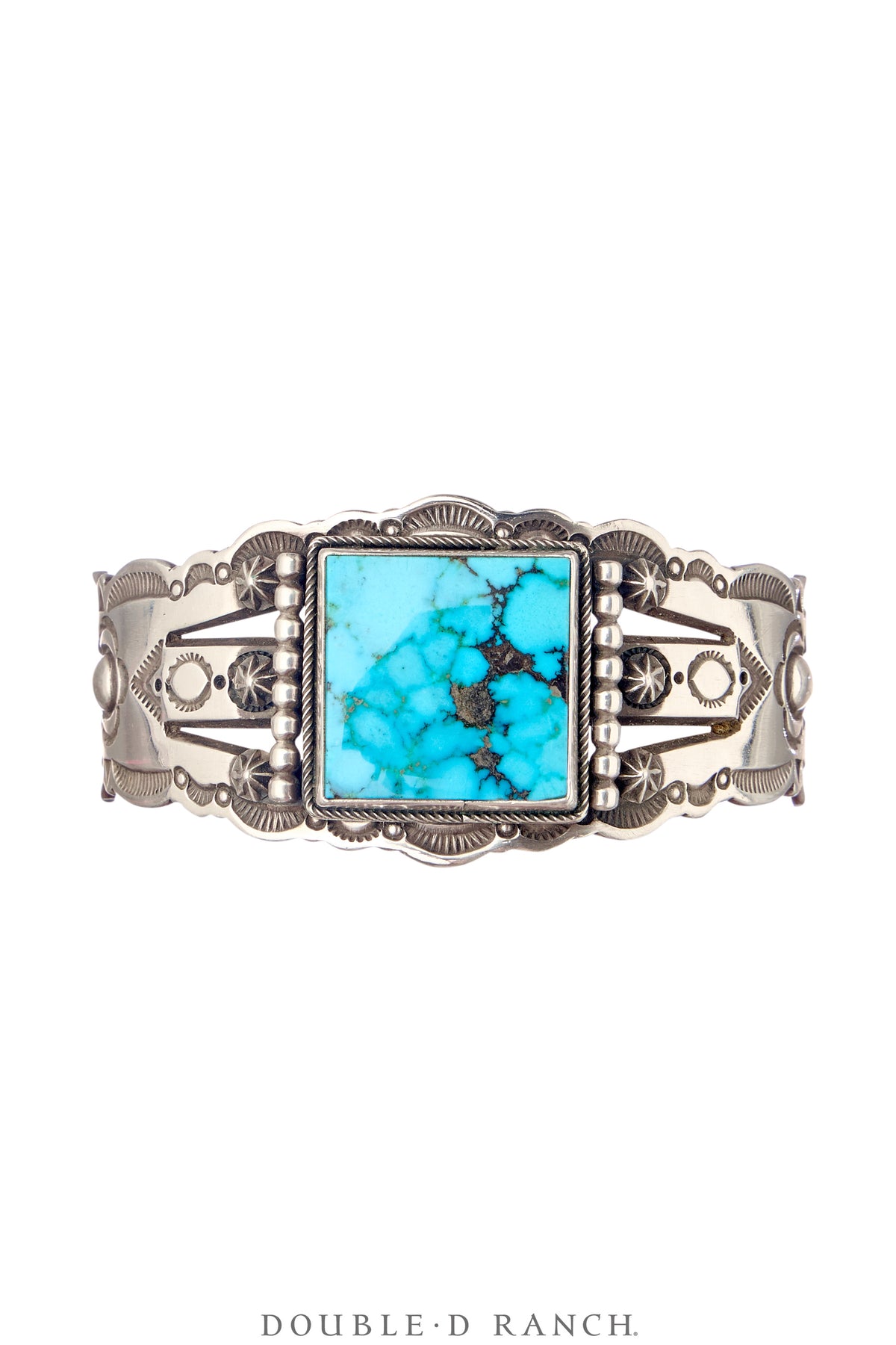 Cuff, Stampwork, Turquoise, High Grade, Hallmark, Vintage, 4068