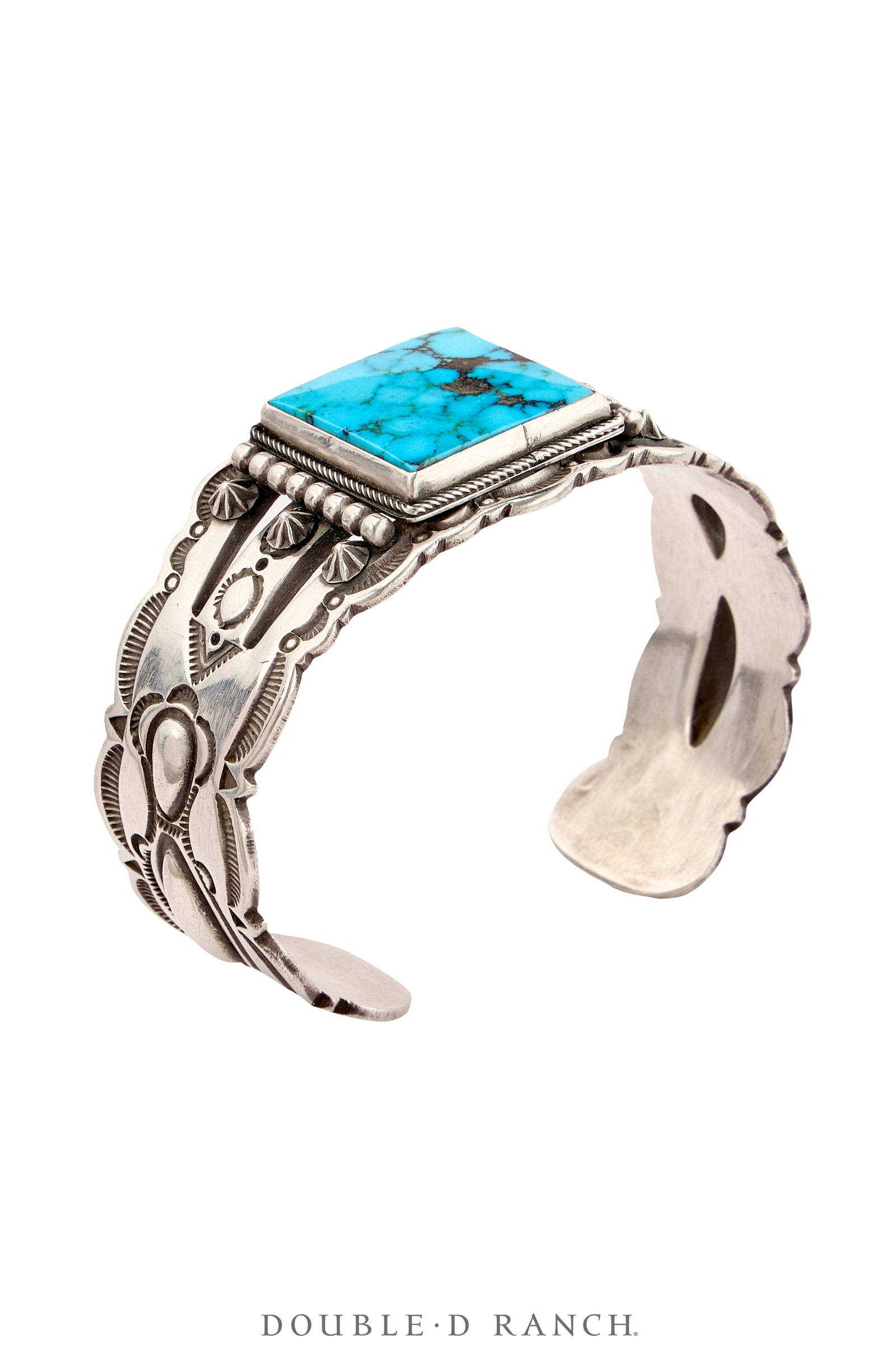 Cuff, Stampwork, Turquoise, High Grade, Hallmark, Vintage, 4068