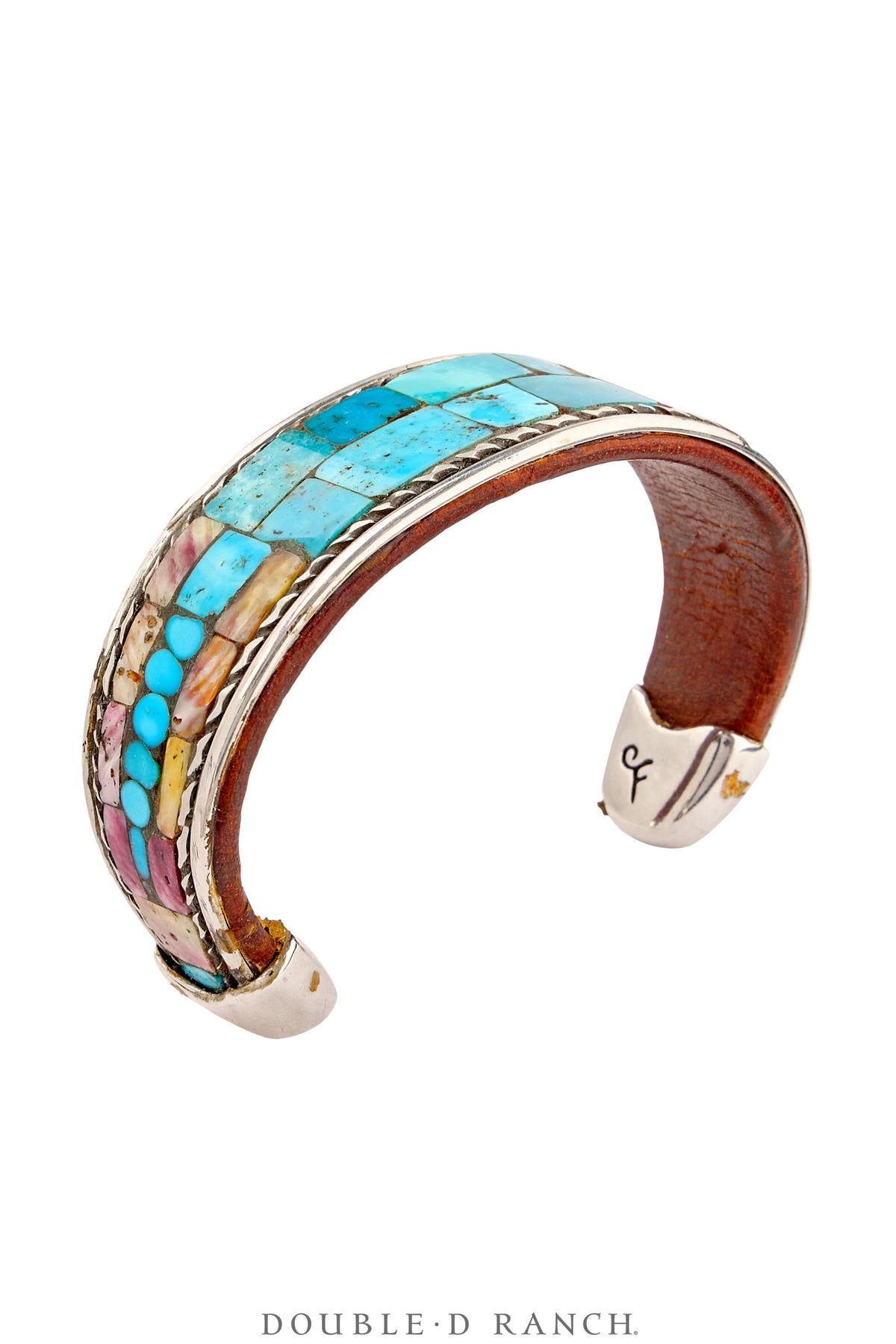 Cuff, Inlay, Turquoise, Leather Lined, Artisan, Charlie Favour, Contemporary, 4086