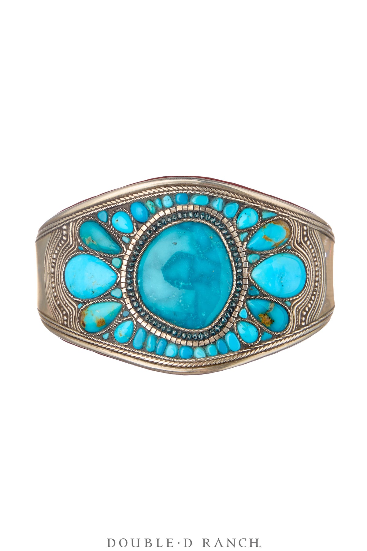 Cuff, Inlay, Turquoise, Leather Lined, Artisan, Charlie Favour, Contemporary, 4091