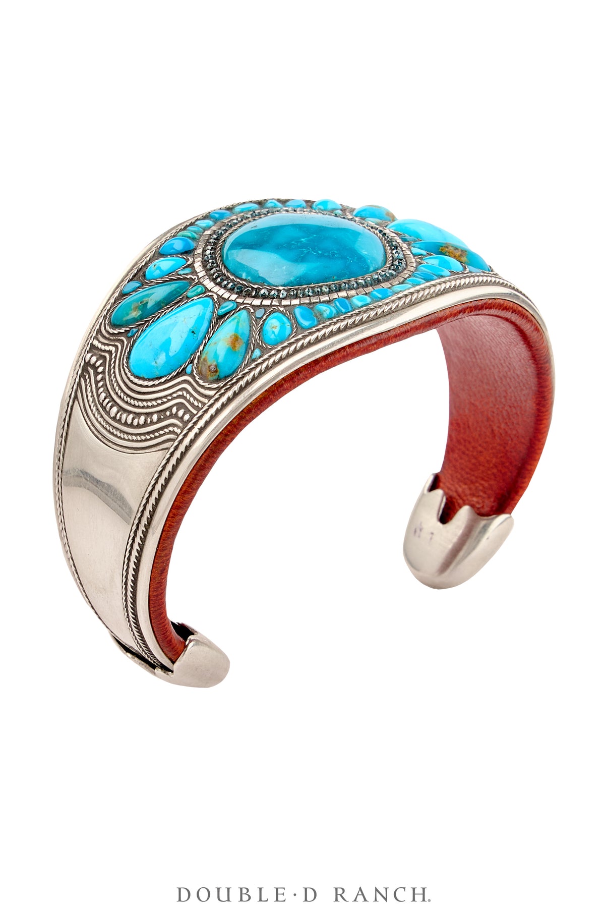 Cuff, Inlay, Turquoise, Leather Lined, Artisan, Charlie Favour, Contemporary, 4091