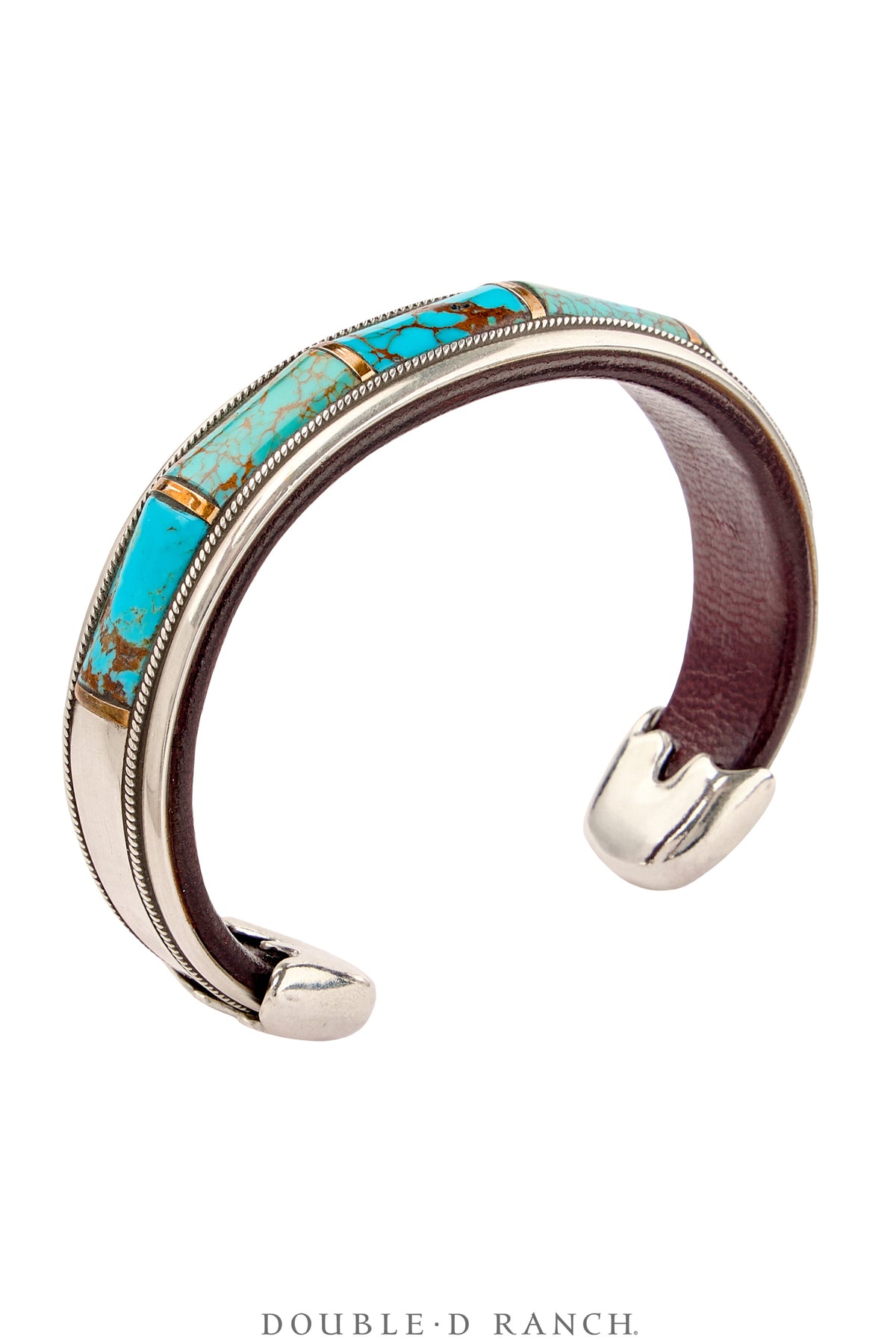 Cuff, Inlay, Turquoise, Leather Lined, Artisan, Charlie Favour, Contemporary, 4093