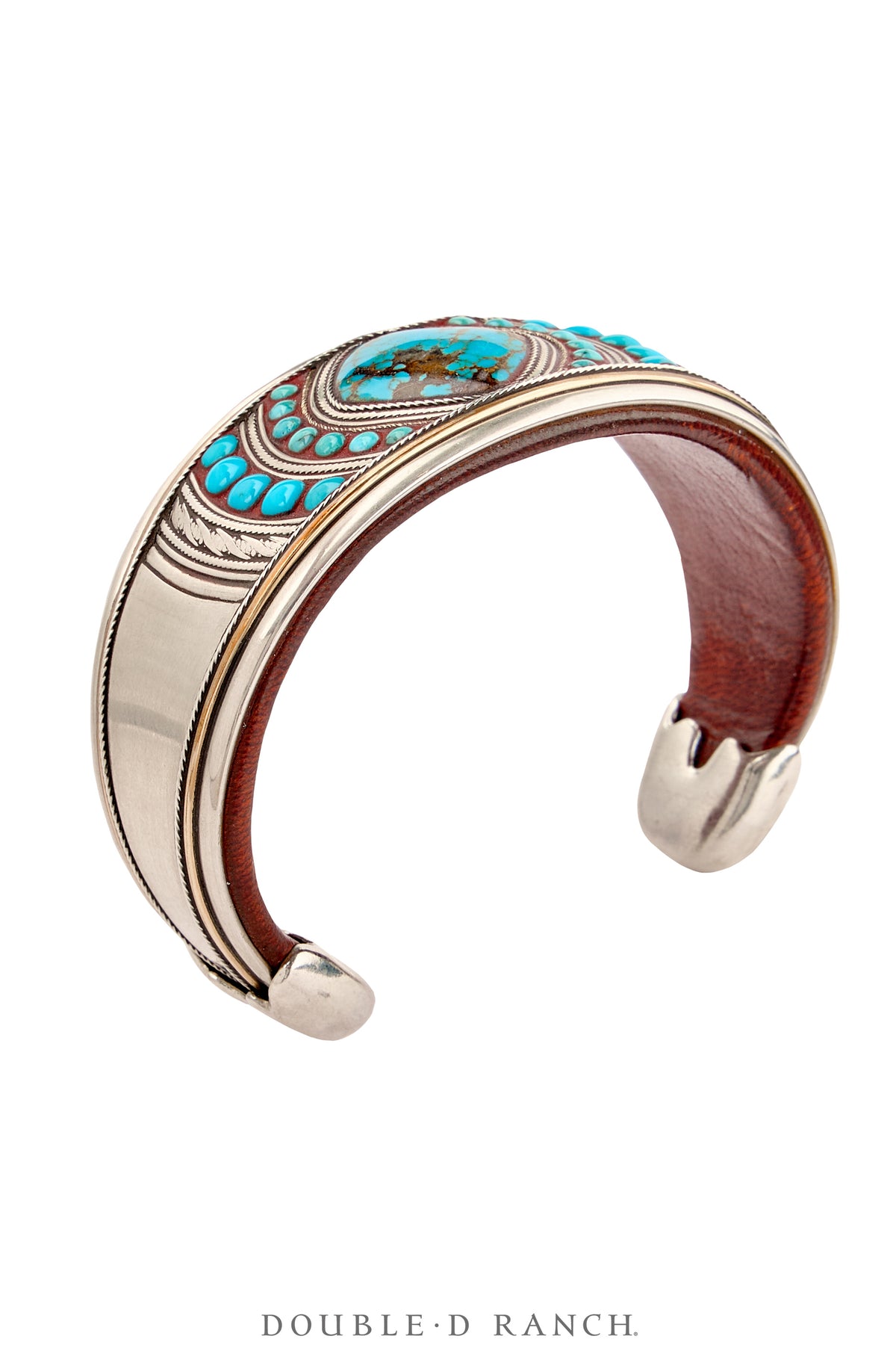 Cuff, Inlay, Turquoise, Leather Lined, Artisan, Charlie Favour, Contemporary, 4095
