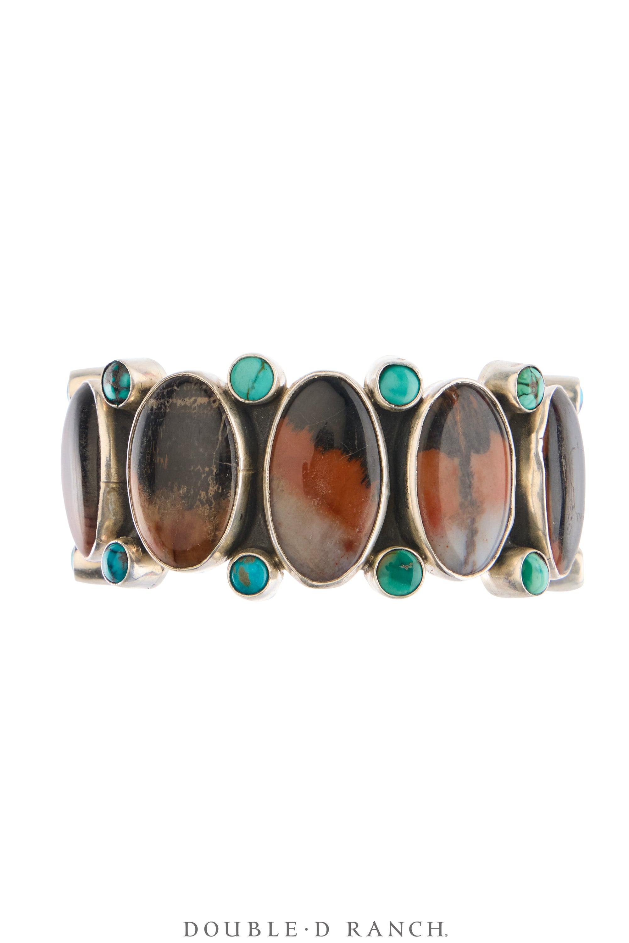Cuff, Federico, Natural Arizona Rainbow Petrified Wood, Turquoise, Hallmark, Contemporary, 4140