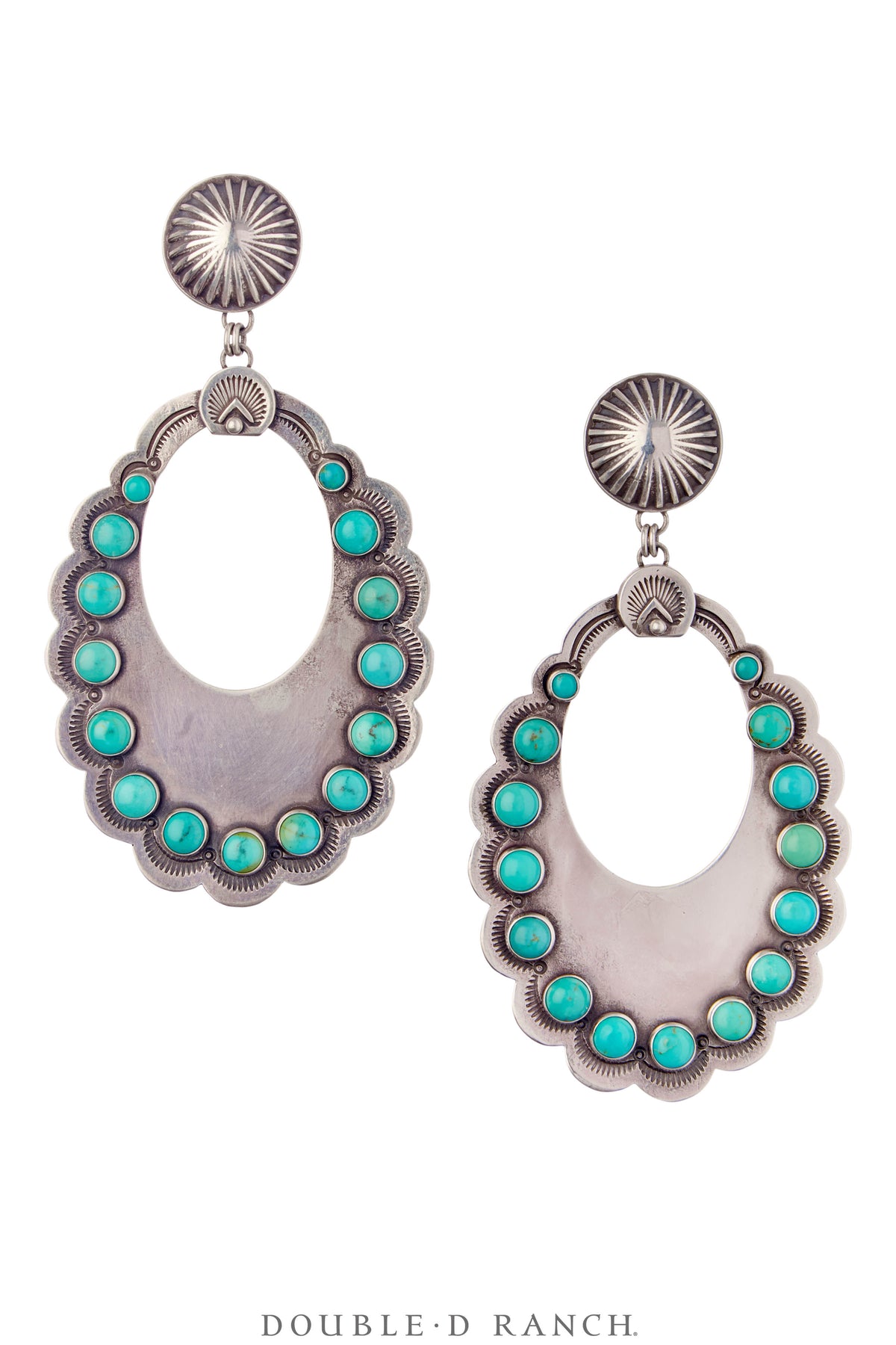 Earrings, Hoop, Turquoise, Dennis Hogan Hallmark, Contemporary, 1448