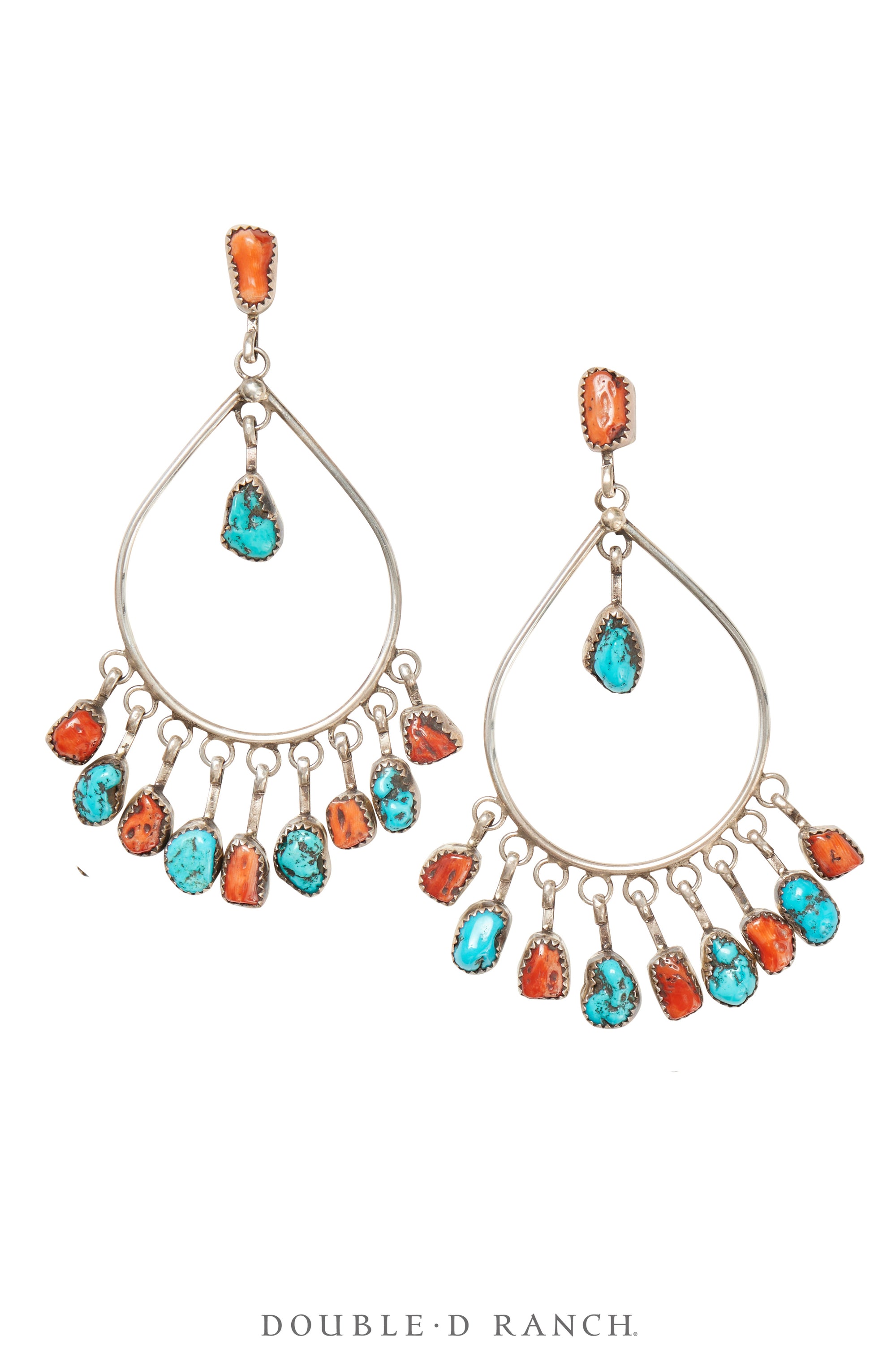 Earrings, Hoop, Turquoise, Orange Spiny Oyster, Vintage, 1773