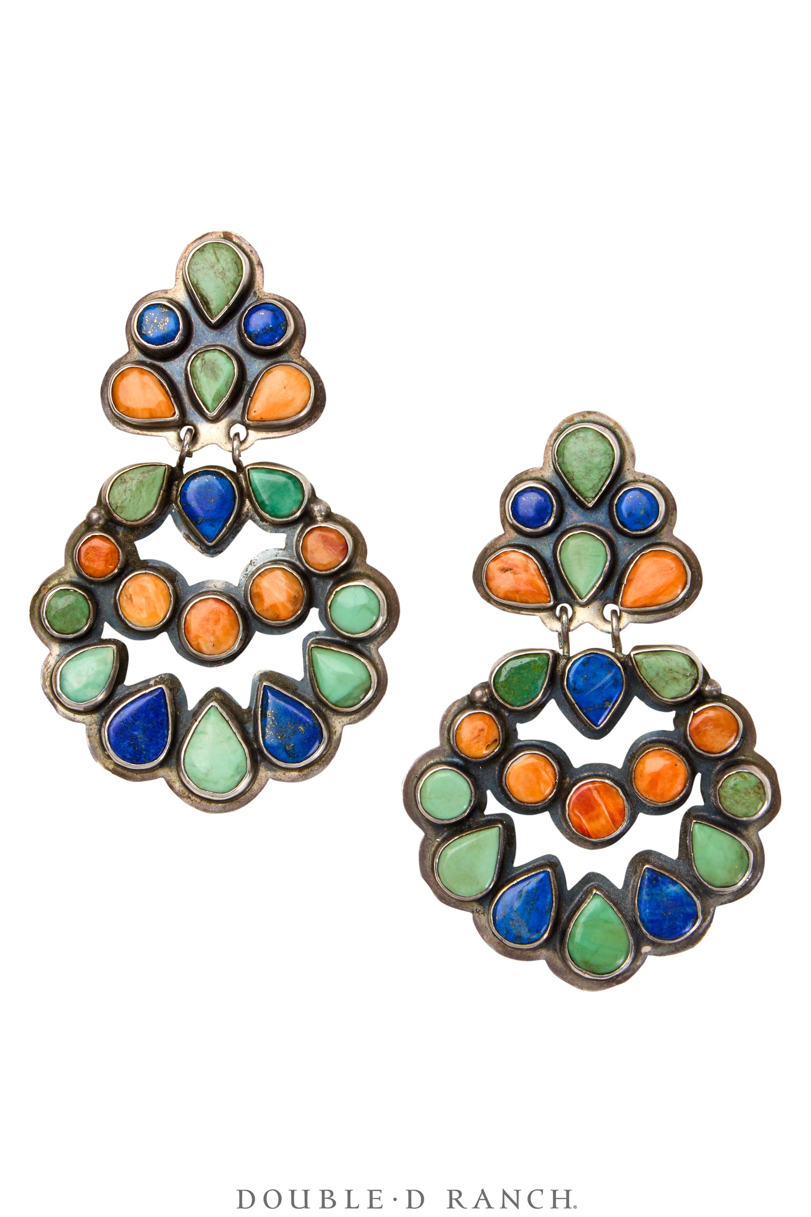 Earrings, Oscar Betz, Chandelier, Multi-Stone, Hallmark, Vintage, 1814