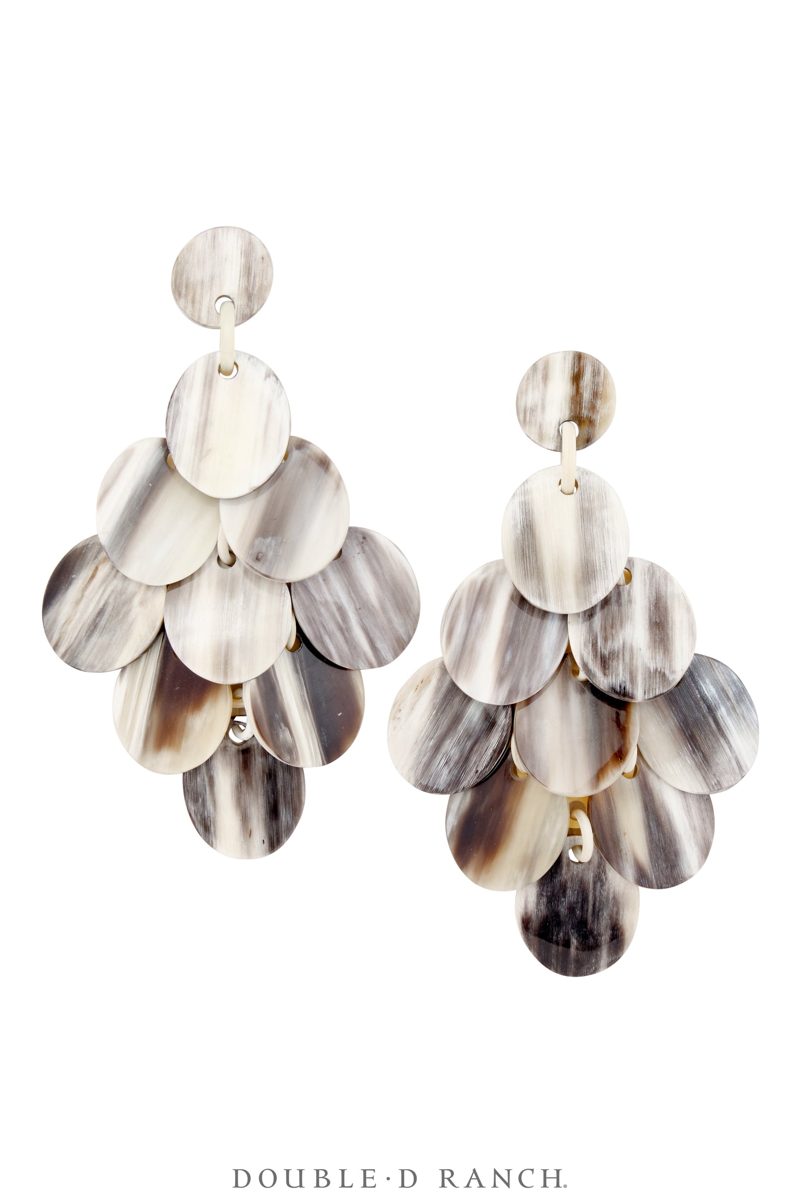 Earrings, Chandelier, Horn, Organic, Contemporary, 1884B
