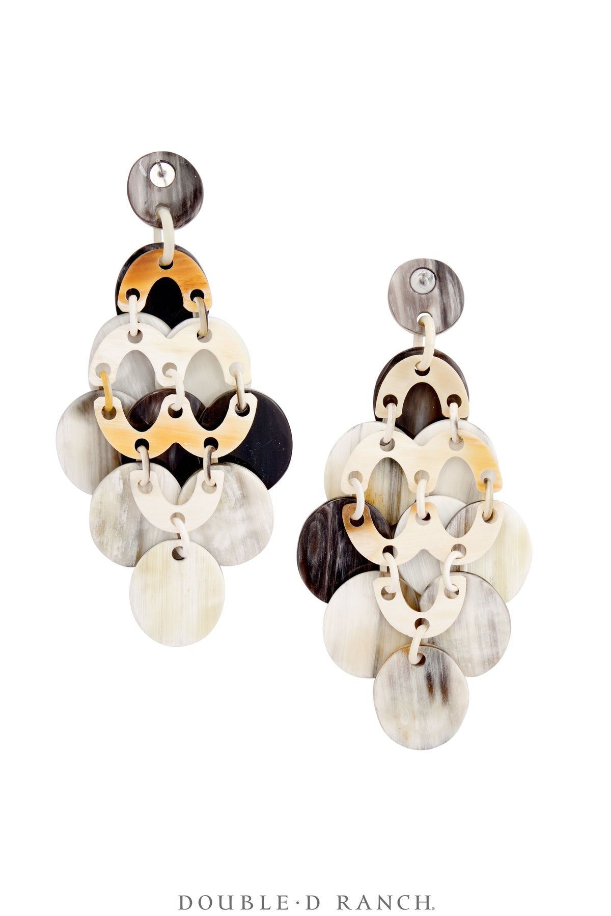 Earrings, Chandelier, Horn, Organic, Contemporary, 1884B