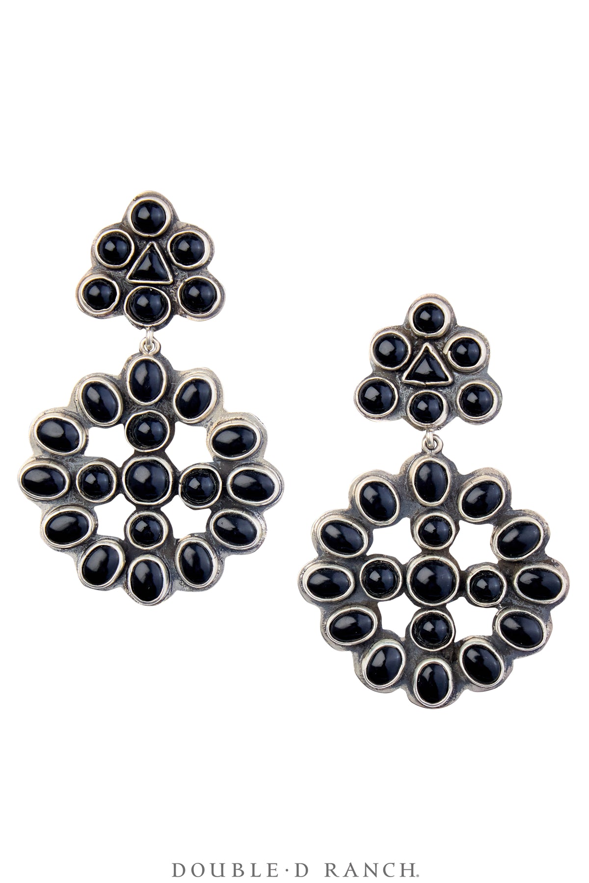 Earrings, Federico, Cluster, Drop, Onyx, Hallmark, Contemporary, 1898