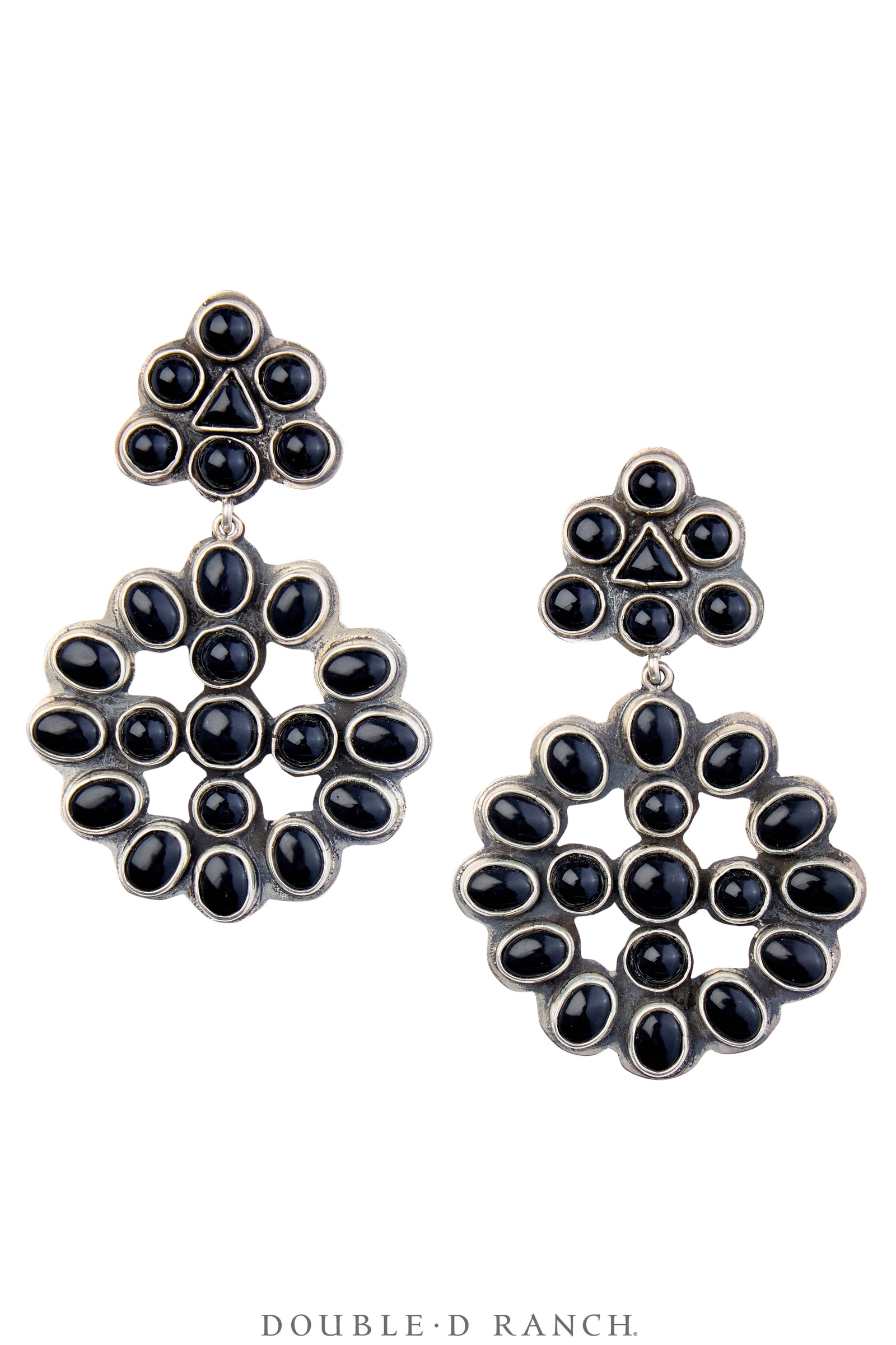 Earrings, Federico, Cluster, Drop, Onyx, Hallmark, Contemporary, 1898