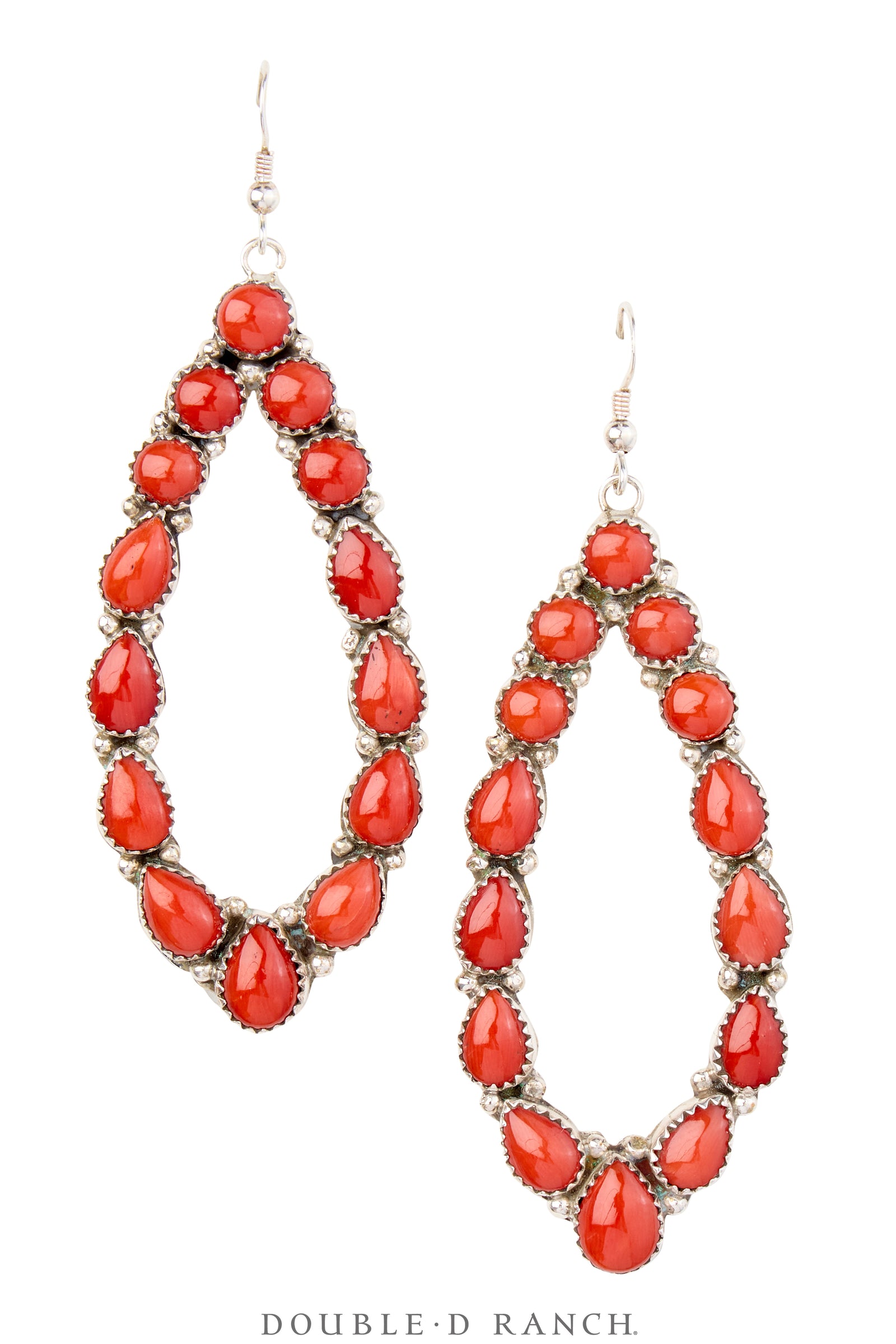 Earrings, Hoops, Coral, Elongated, Hallmark, Contemporary, 1927