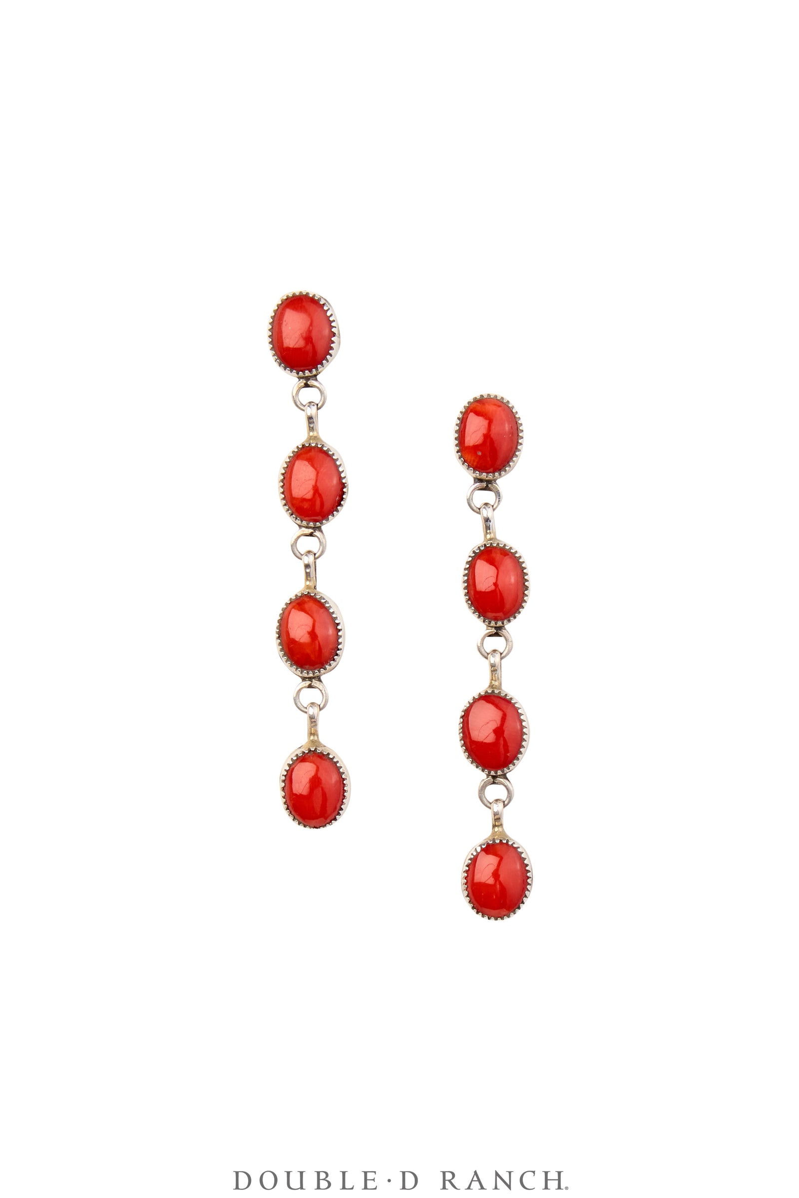 Earrings, Drops, Coral, Chain Link, Contemporary, 1929