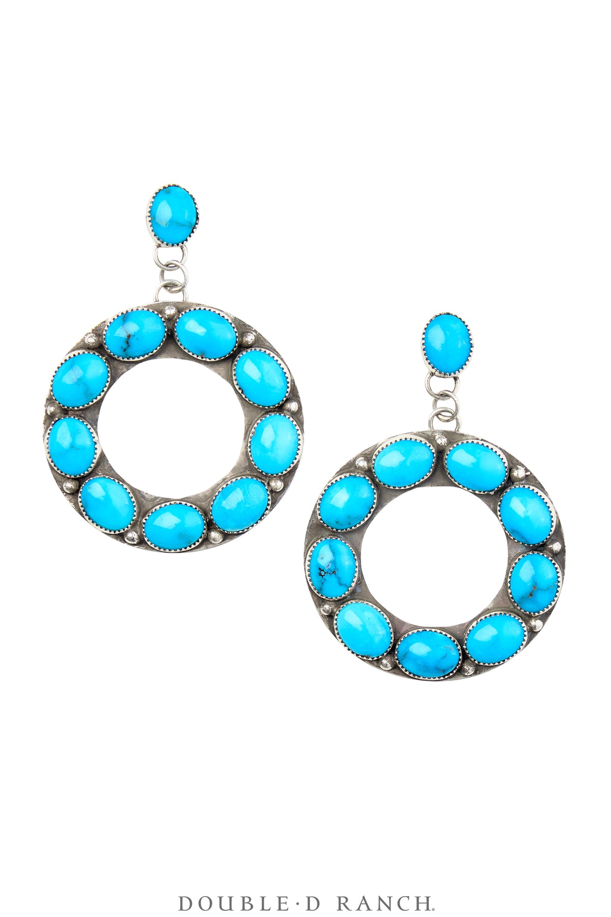 Earrings, Hoops, Turquoise, Hallmark, Contemporary, 1951