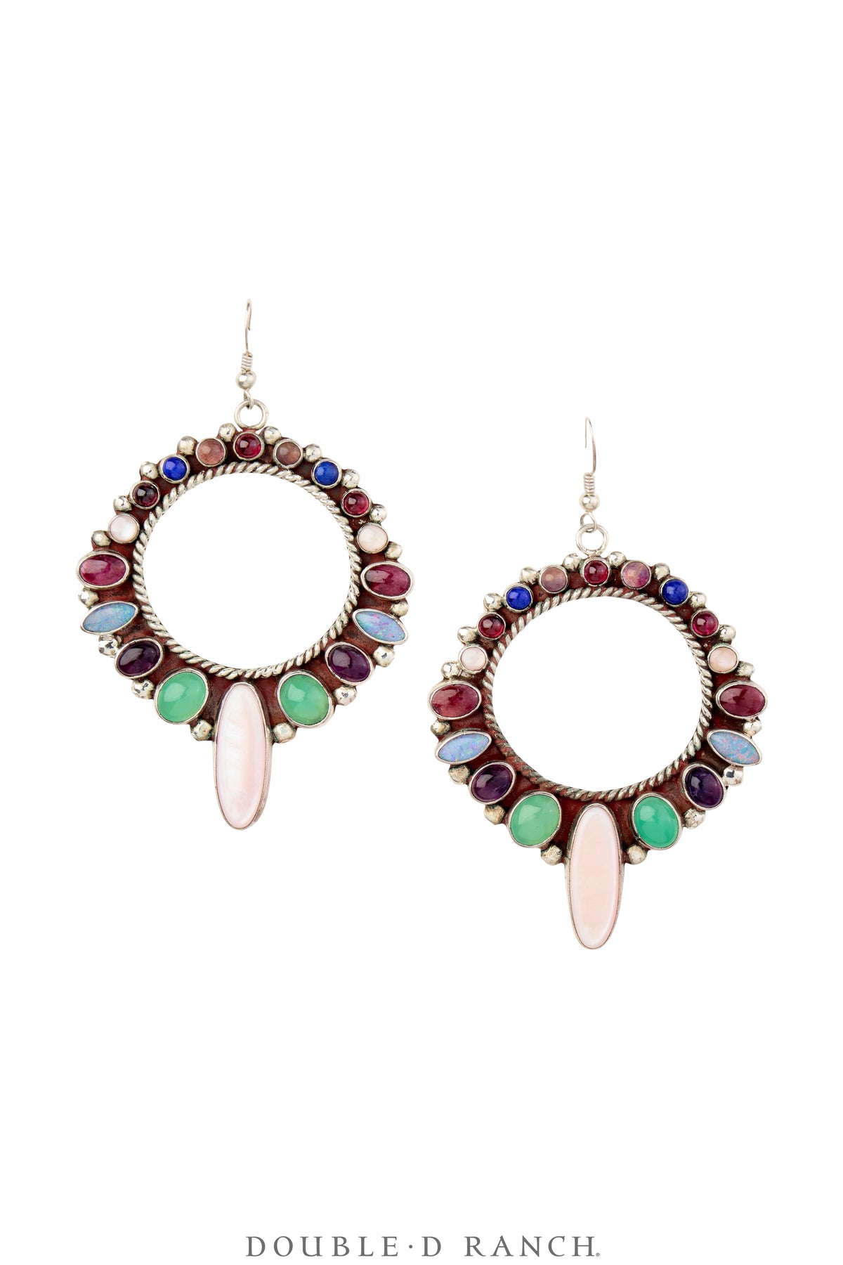 Earrings, Hoop, Multi Stone, Hallmark, Contemporary, 2002