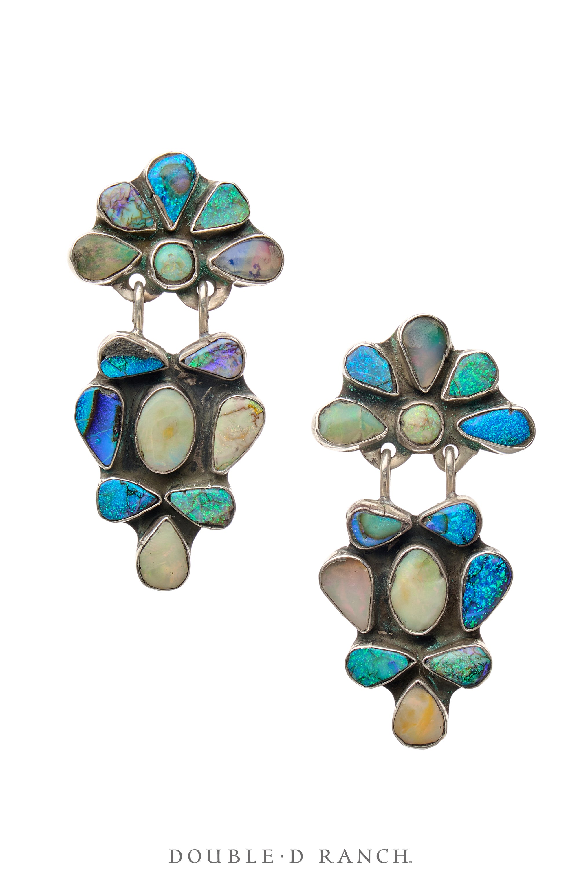 Earrings, Oscar Betz, Triangle, Abalone, Hallmark, 2096