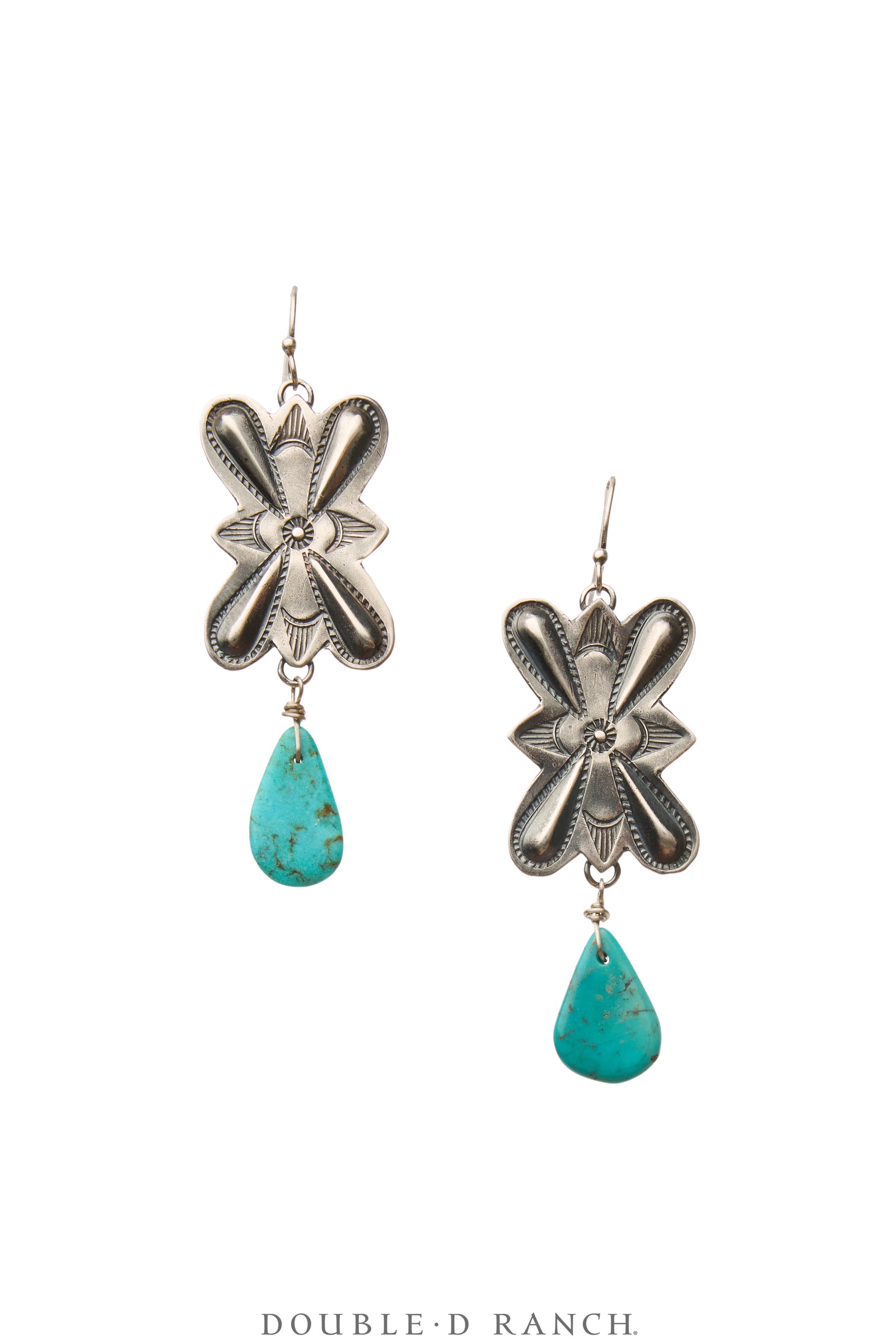 Earrings, Repurposed, Concho Butterflies, Turquoise, Vintage, 2101