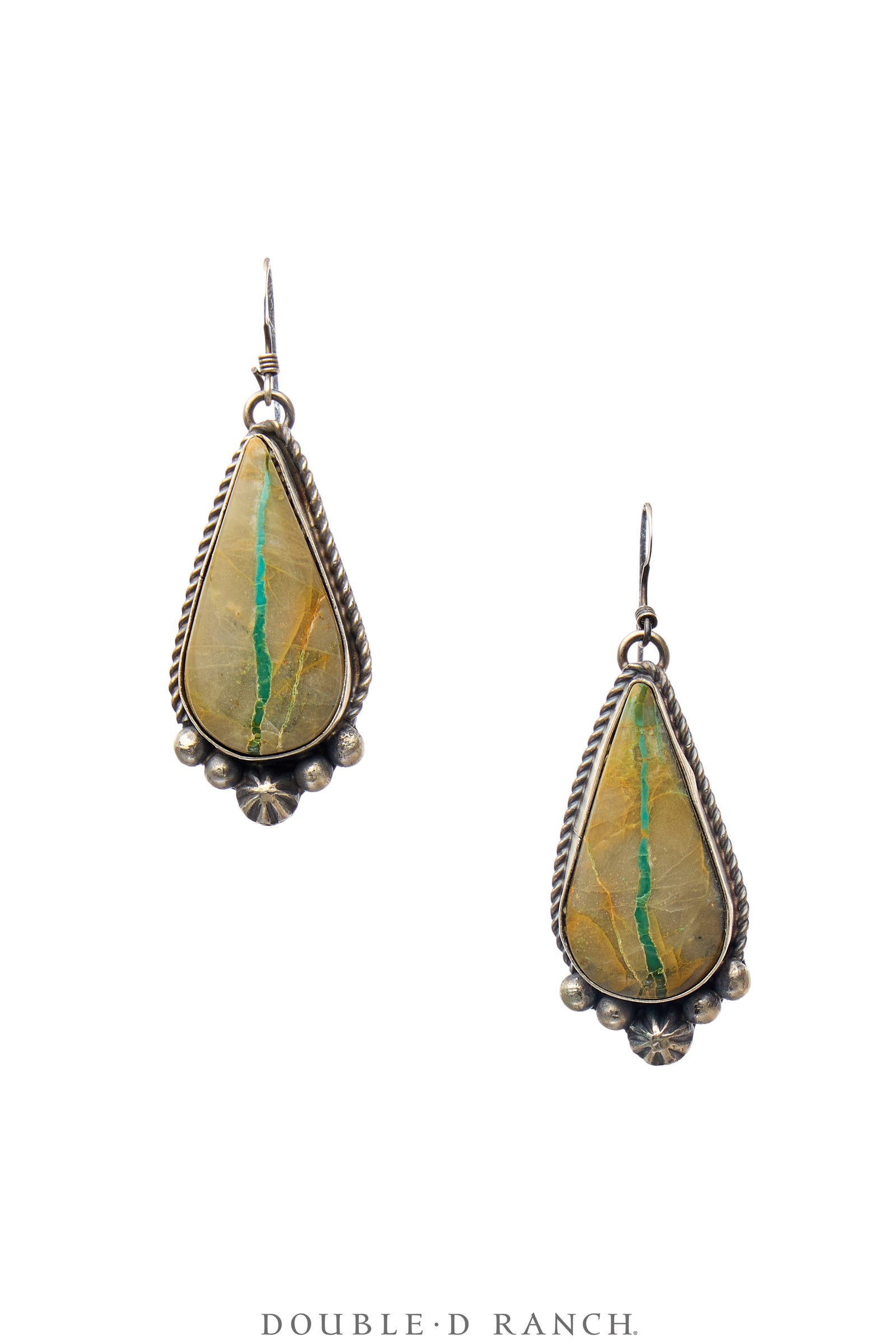 Earrings, Drops, Turquoise, Boulder Ribbon Mine, Hallmark, Contemporary, 2110