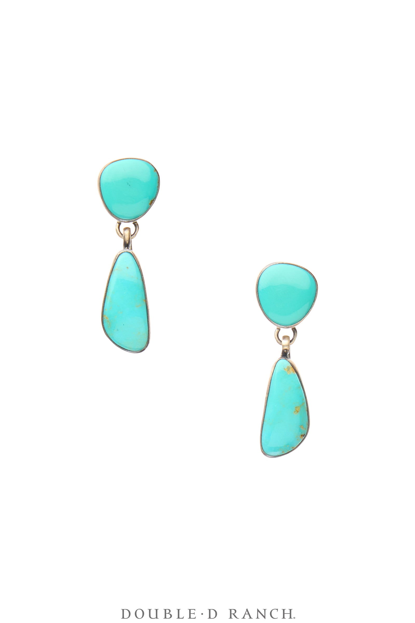 Earrings, Natural Stones, Kingman Turquoise, Double Dangle, Hallmark, Contemporary, 2117