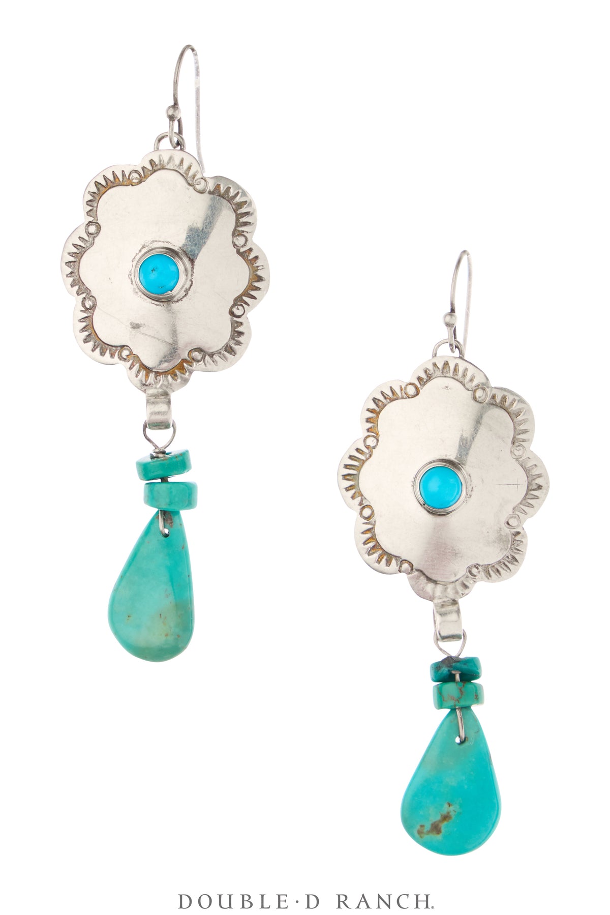 Earrings, Repurposed, Concho, Turquoise, Up-Cycled, Vintage, 2150