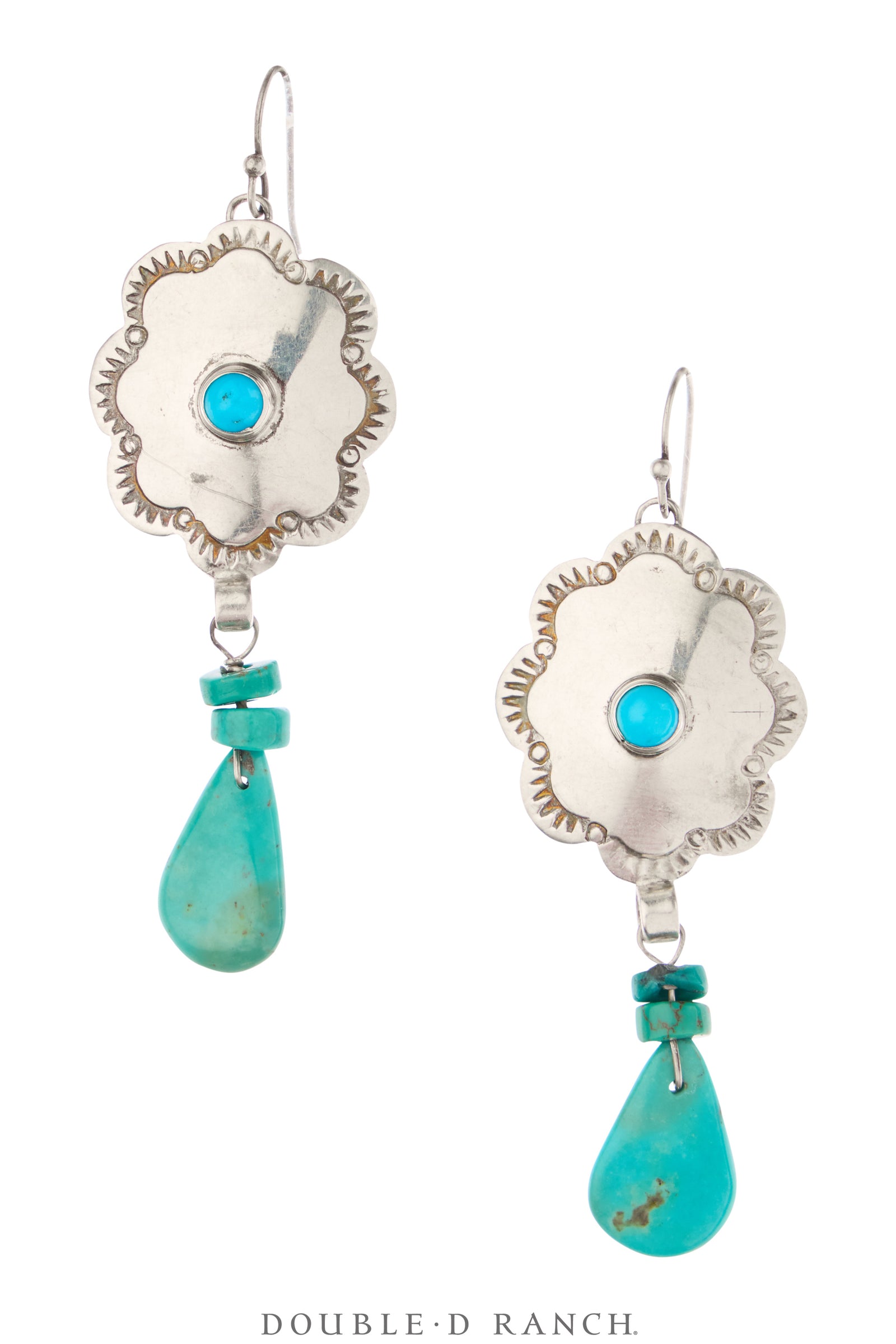 Earrings, Repurposed, Concho, Turquoise, Up-Cycled, Vintage, 2150