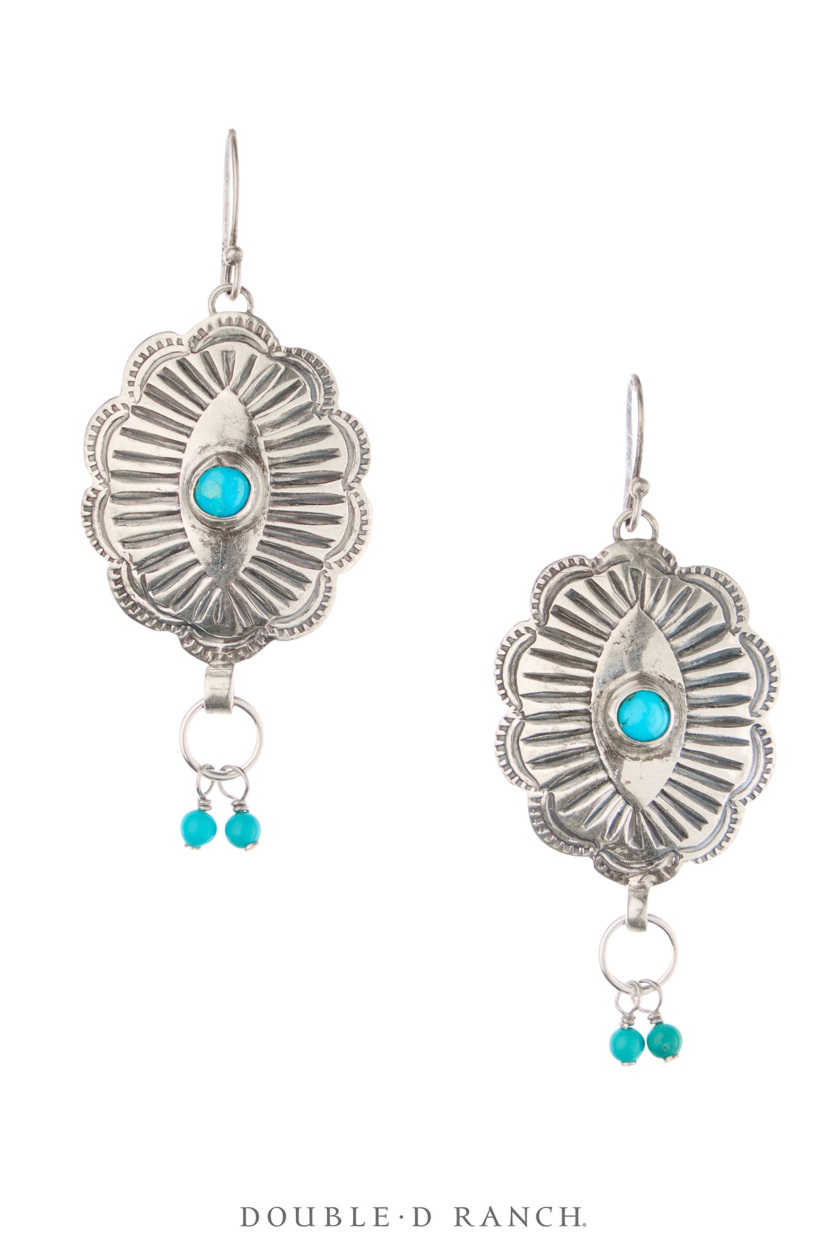 Earrings, Repurposed, Concho, Turquoise, Up-Cycled, Vintage, 2151