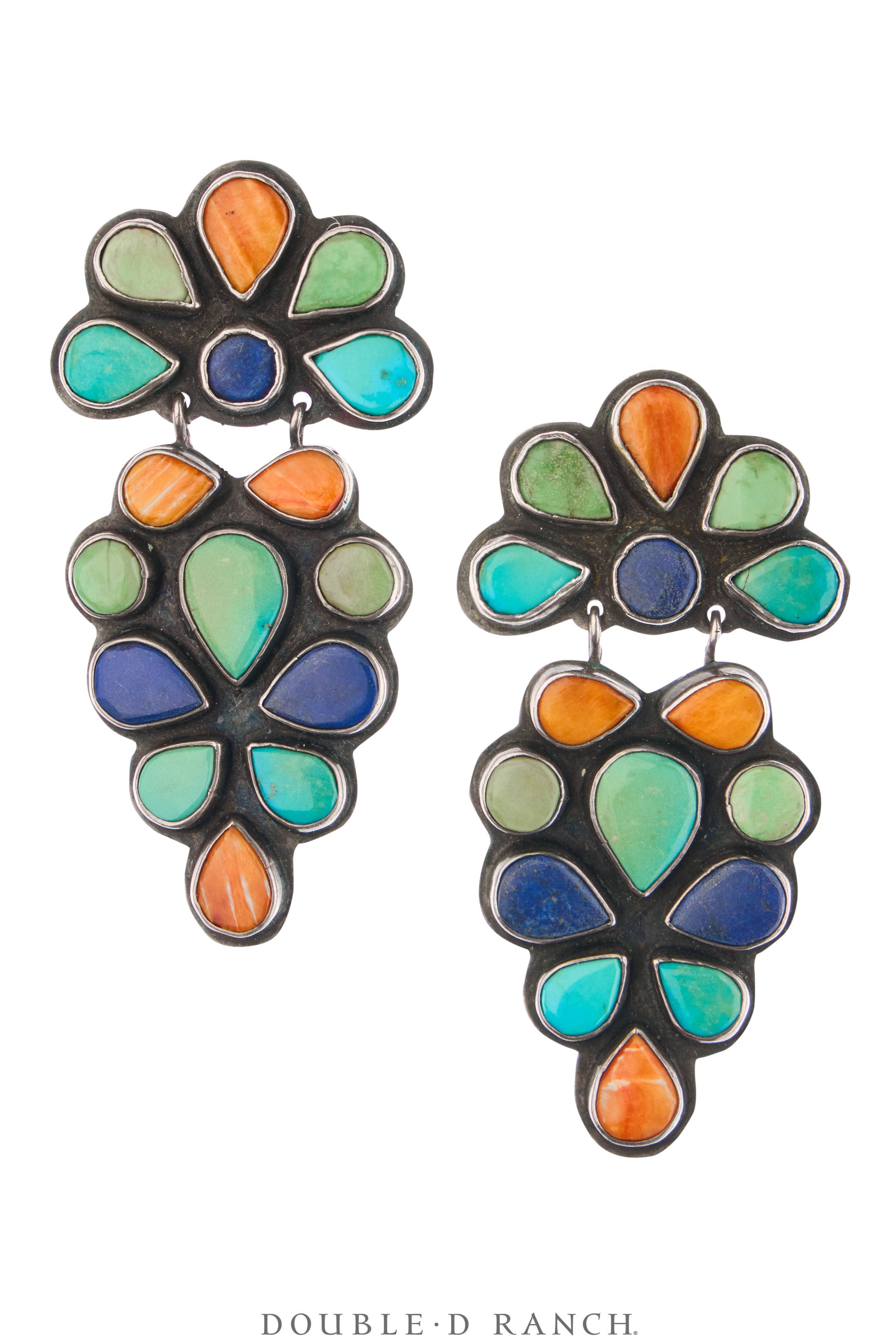 Earrings, Oscar Betz, Triangle, Mixed Stones, Hallmark, Vintage 1992 ...