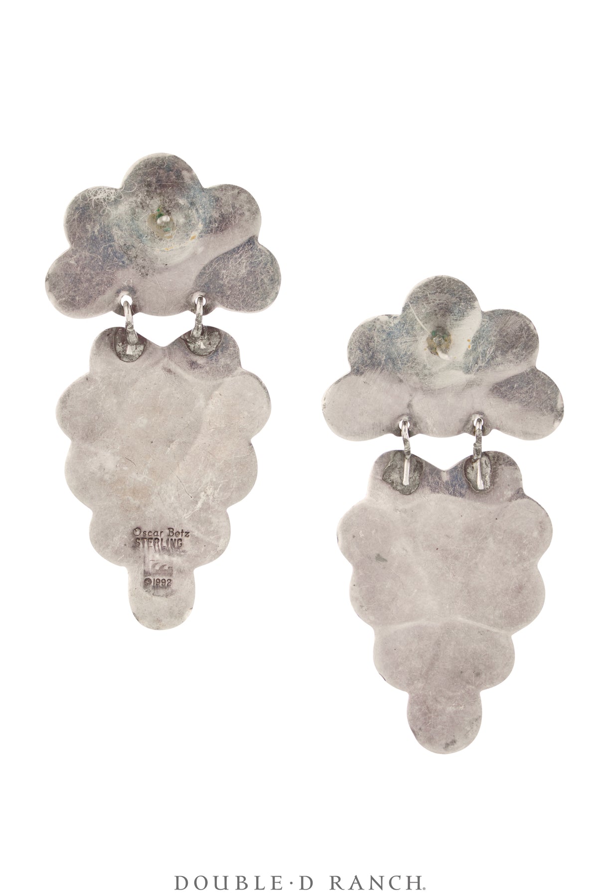 Earrings, Oscar Betz, Triangle, Mixed Stones, Hallmark, Vintage 1992, 2163