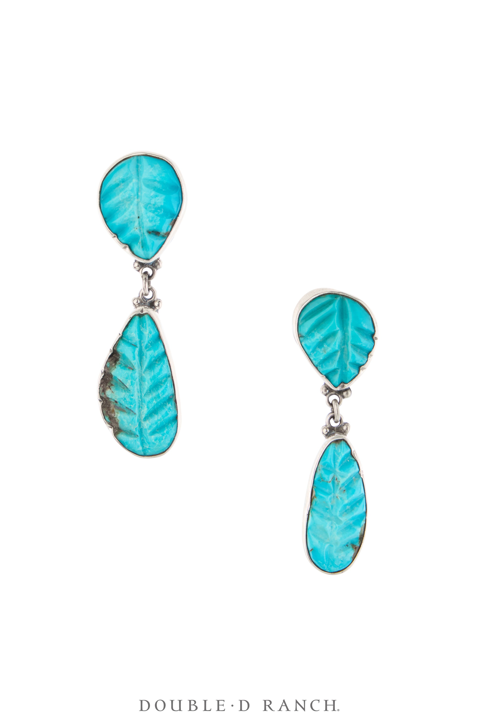 Earrings, Federico, Drop, Carved Turquoise, Hallmark, Contemporary, 2177