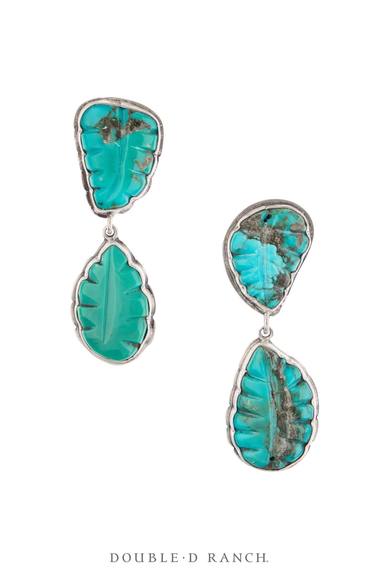 Earrings, Federico, Drop, Carved Turquoise, Hallmark, Contemporary, 2178