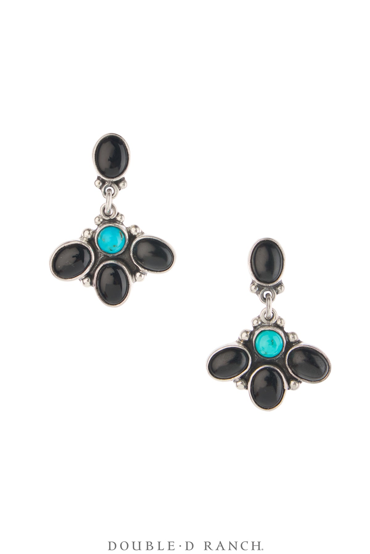 Earrings, Federico, Drop, Turquoise, Onyx, Hallmark, Contemporary, 2208