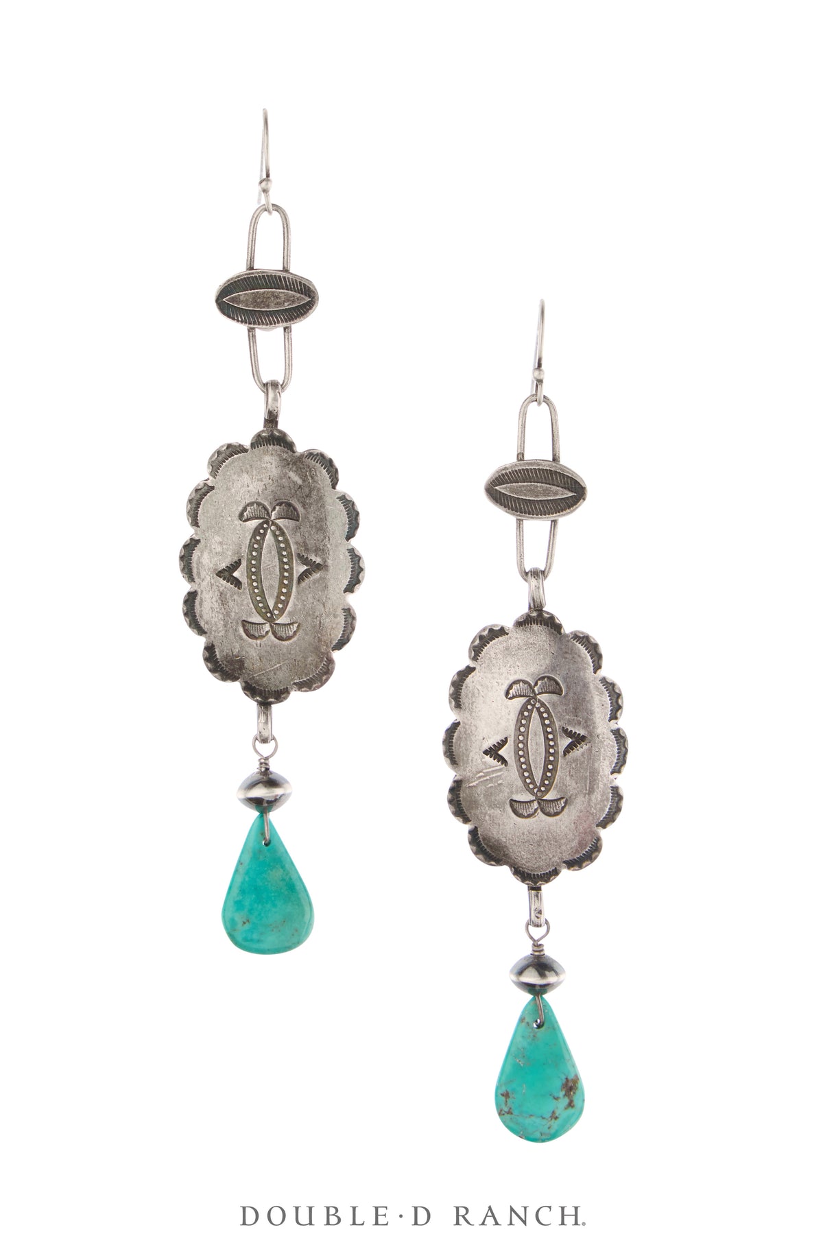 Earrings, Repurposed, Concho, Turquoise, Up-Cycled, Vintage, 2218