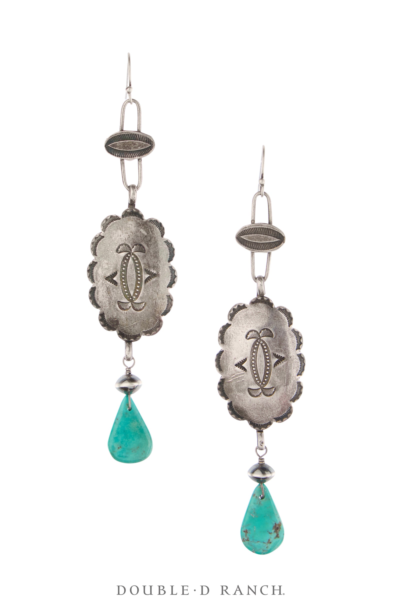 Earrings, Repurposed, Concho, Turquoise, Up-Cycled, Vintage, 2218