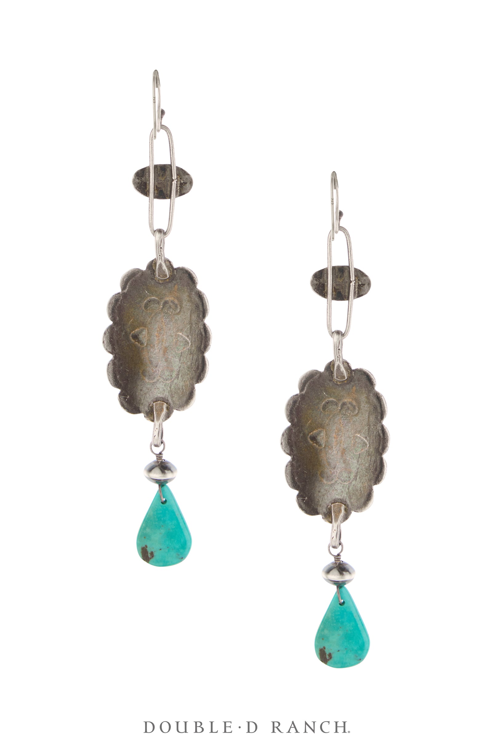 Earrings, Repurposed, Concho, Turquoise, Up-Cycled, Vintage, 2218