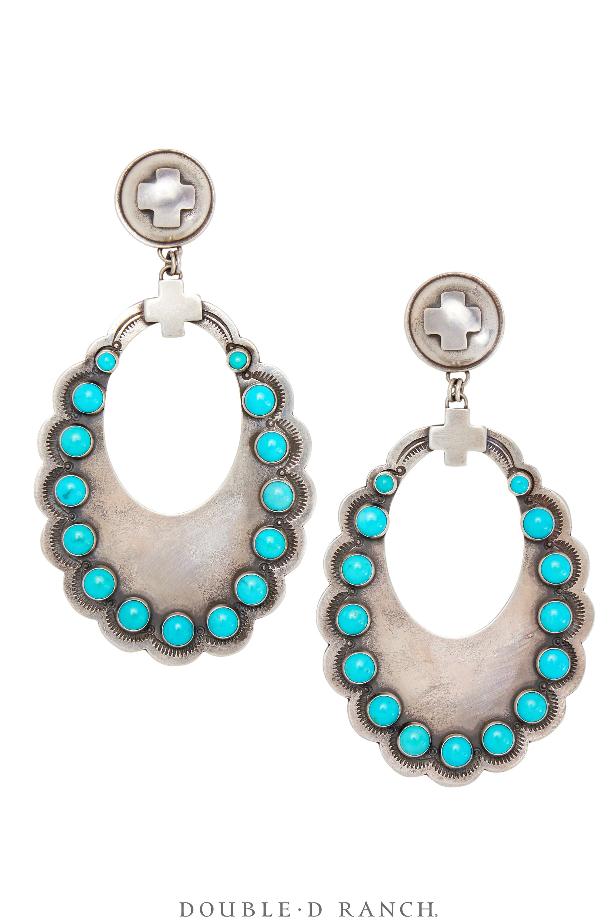 Earrings, Hoop, Sterling Silver & Turquoise, Dennis Hogan, 551C