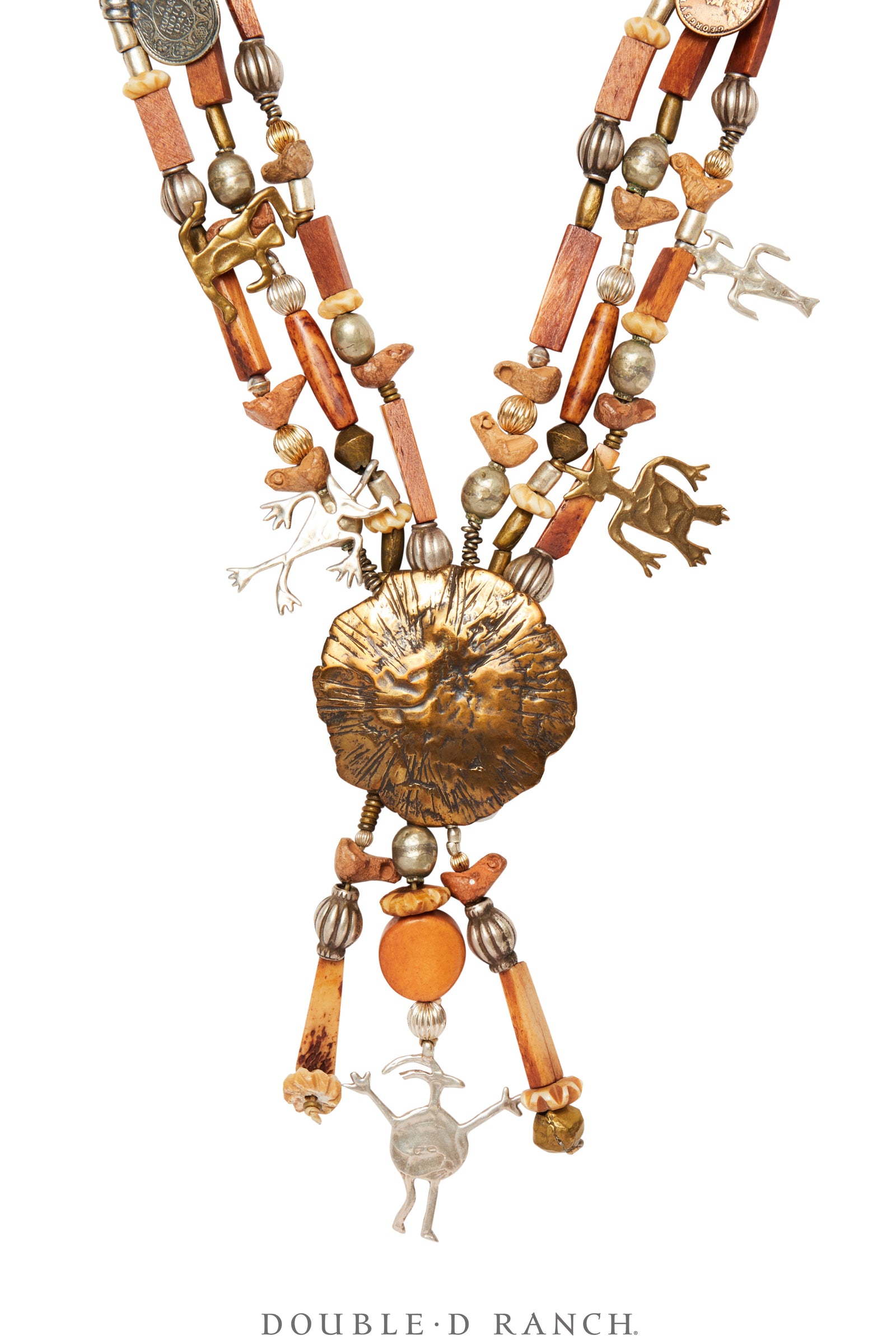 Necklace, Mummy's Bundle, Petroglyph & Fossilised Bone, Hallmark, Vintage, 3292