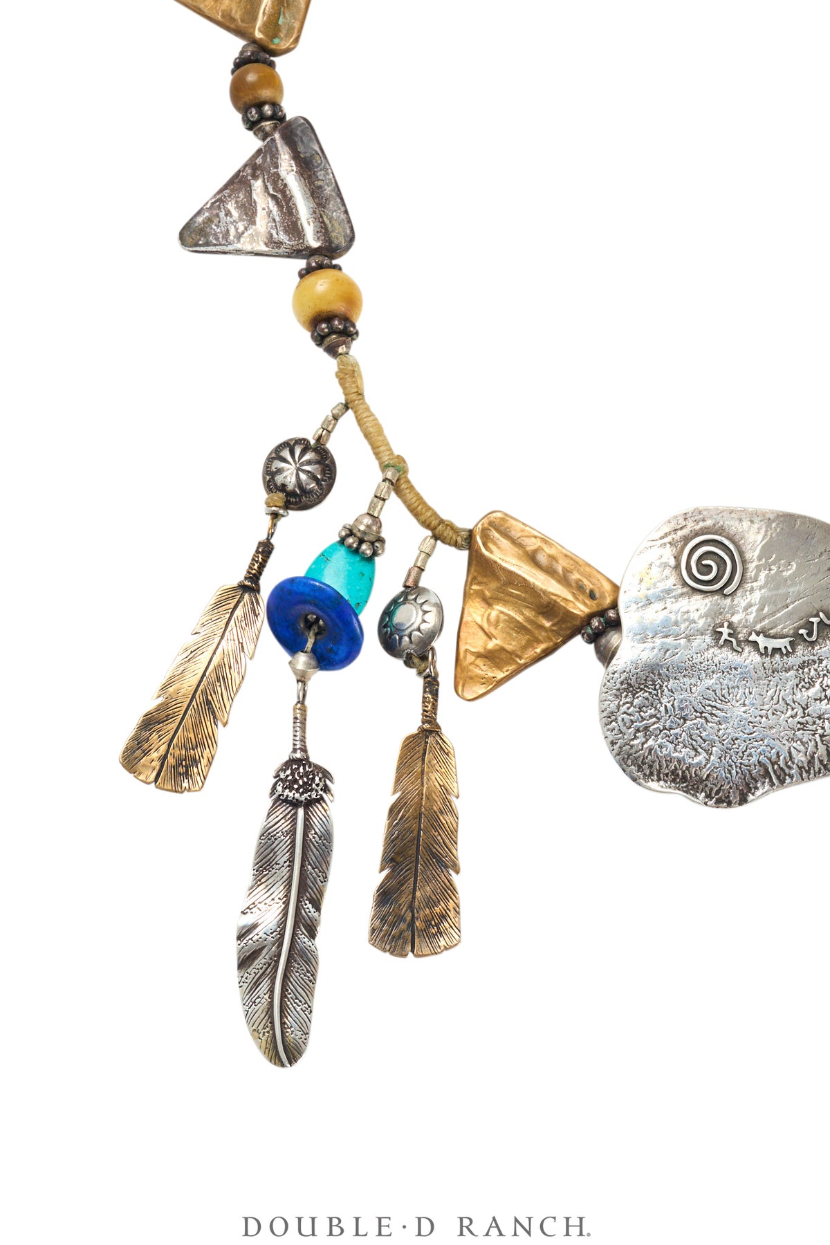 Necklace, Mummy's Bundle, Collar, Turquoise & Lapis With Mixed Metals, Hallmark, Vintage, 3317