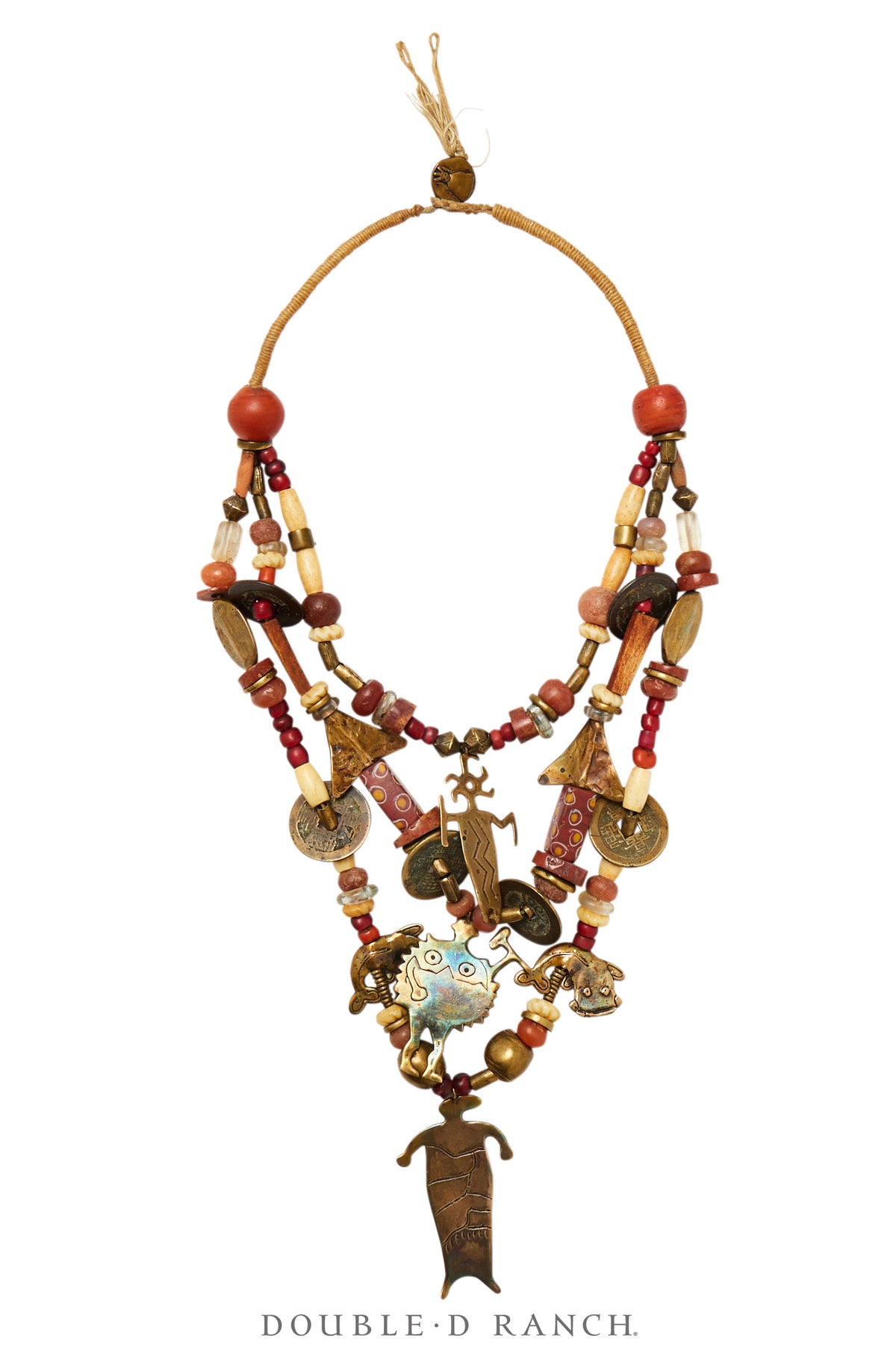 Necklace, Mummy's Bundle, Statement, Antique Trade Beads With Petroglyph Charms, Hallmark, Vintage, 3320