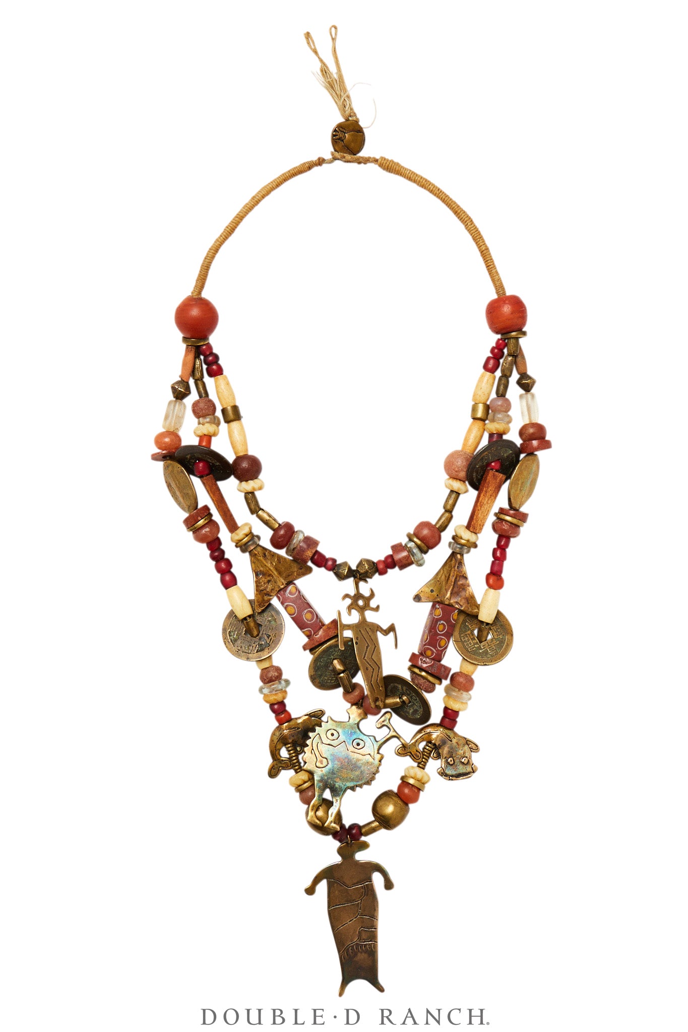 Necklace, Mummy's Bundle, Statement, Antique Trade Beads With Petroglyph Charms, Hallmark, Vintage, 3320