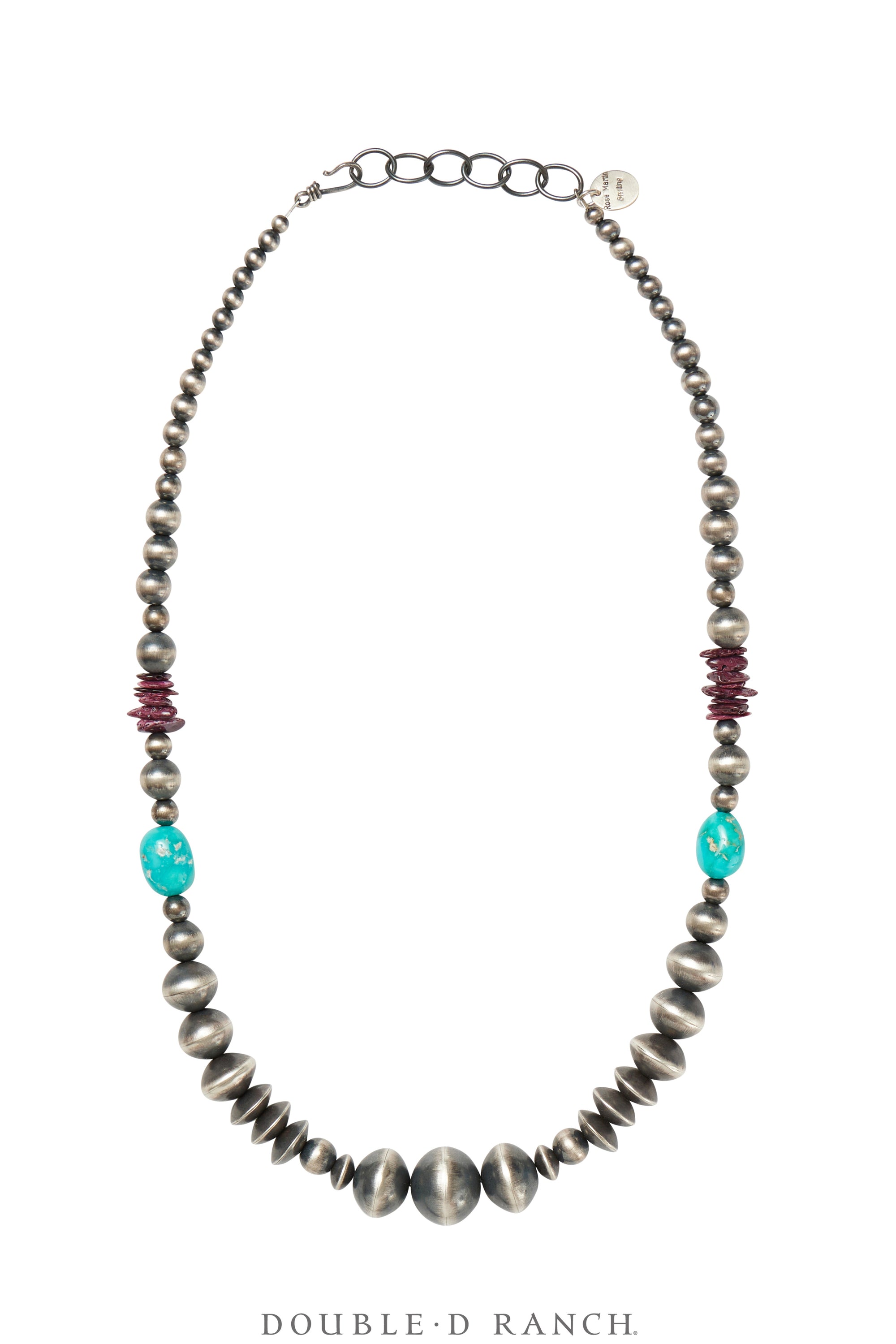 Necklace, Desert Pearls, Turquoise, Purple Spiny Oyster, Hallmarked, Contemporary, 3349