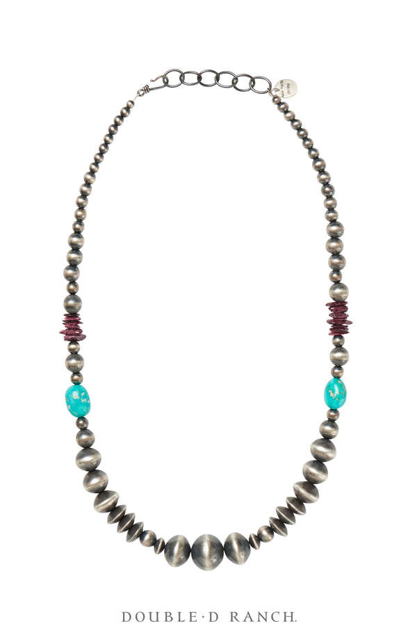Necklace, Desert Pearls, Turquoise, Purple Spiny Oyster, Hallmarked, C