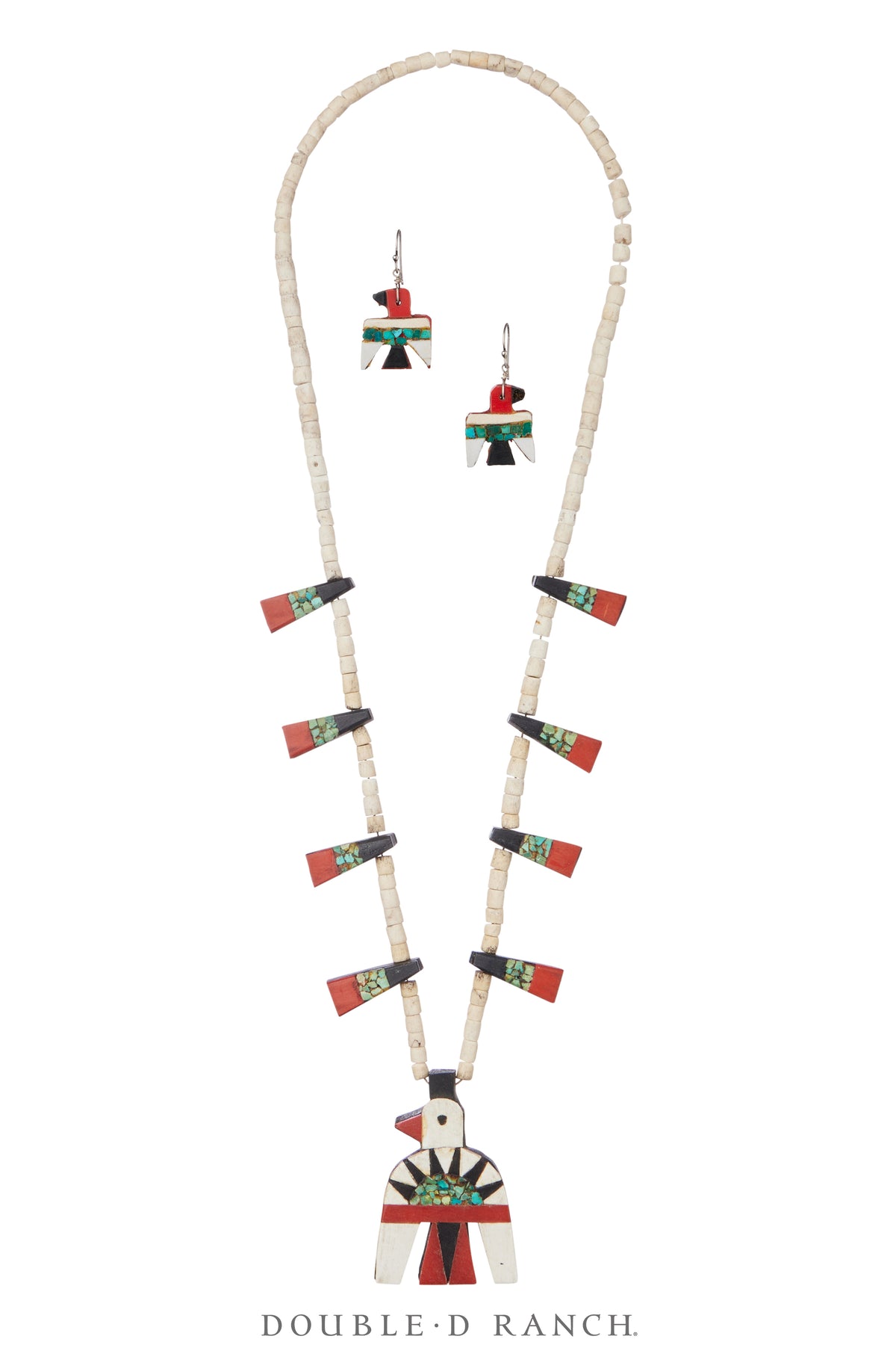 Necklace, Thunderbird, Santo Domingo Depression, Battery Bird, With Matching Earrings, Vintage, 1940's, 3453