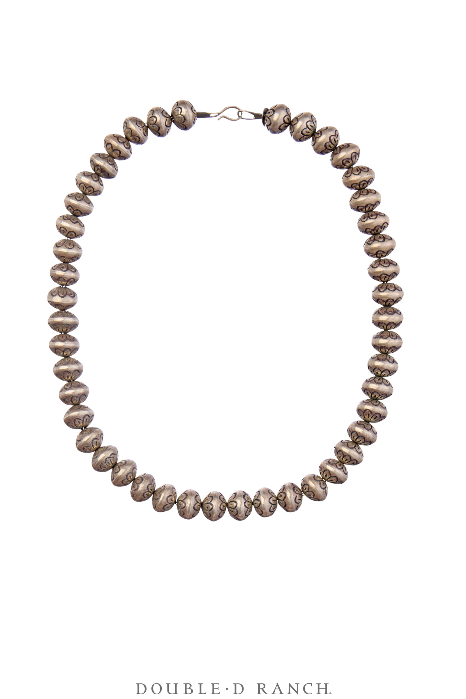 Necklace, Desert Pearls, Sterling Silver, Stampwork, Vintage 16", 3494