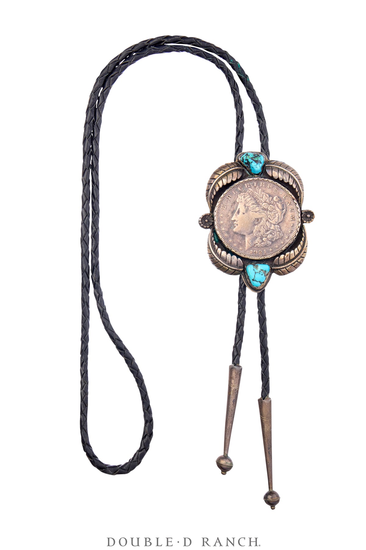 Bolo, Novelty, Coin, Turquoise, 1921 Morgan Silver Dollar, Vintage, 3501