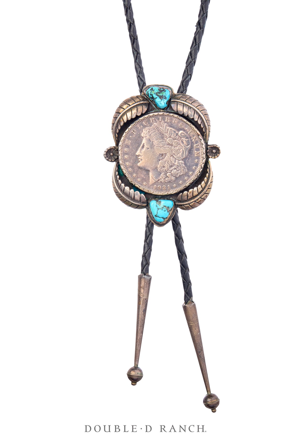 Bolo, Novelty, Coin, Turquoise, 1921 Morgan Silver Dollar, Vintage, 3501