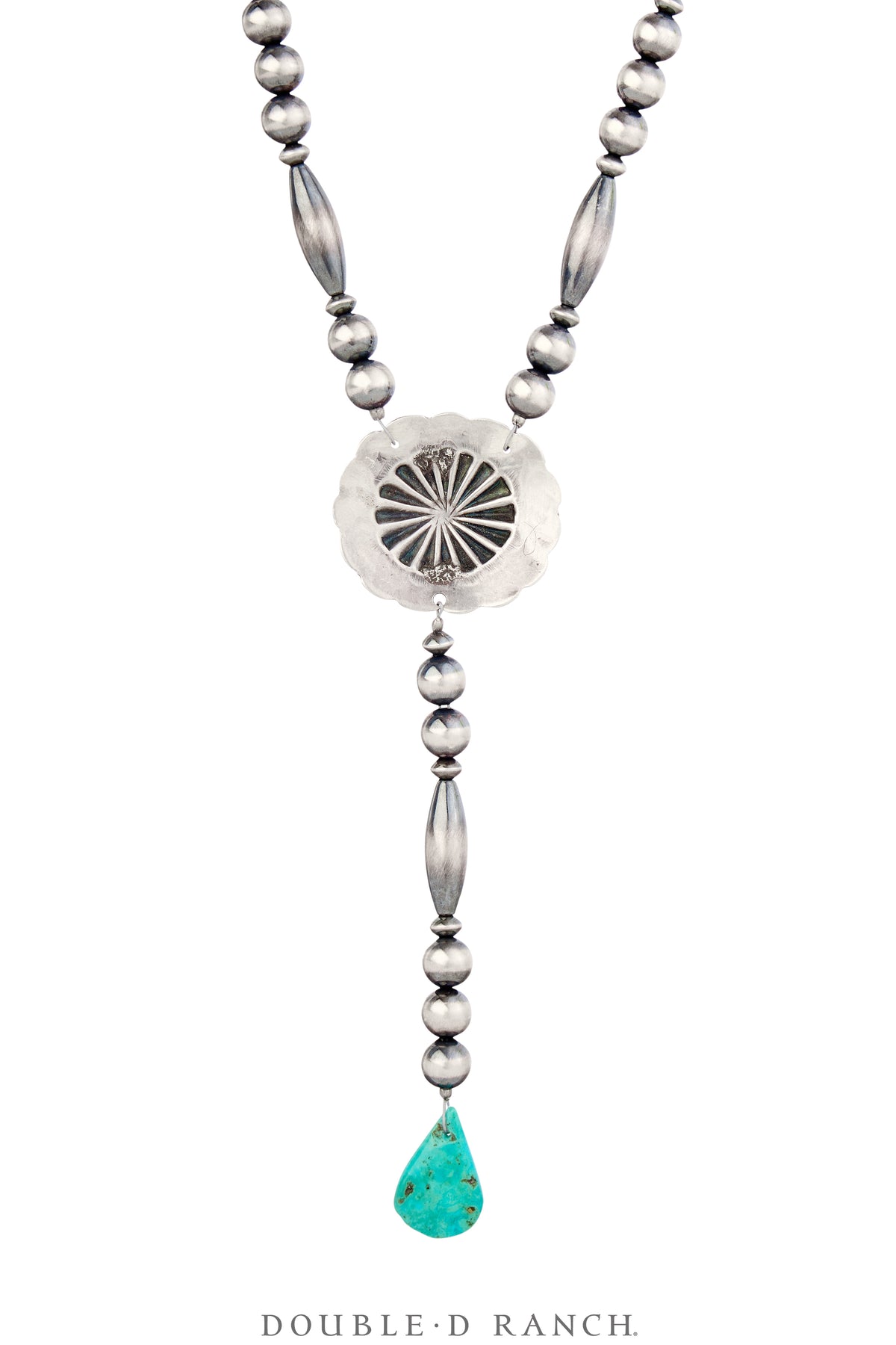 Necklace, Repurposed, Lariat, Turquoise, Concho Detail, Contemporary, 3511