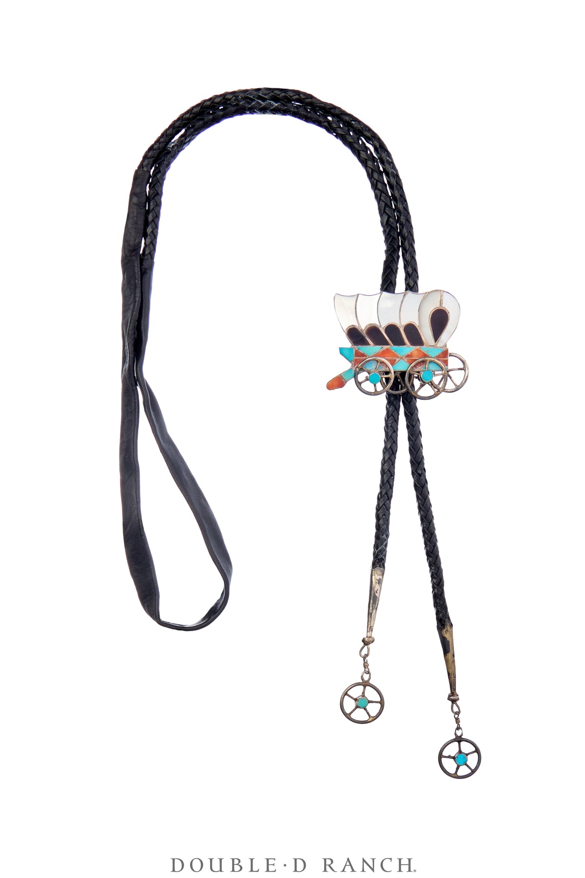 Bolo, Inlay, Conestoga Wagon, Wagon Wheel Tips, Hallmark, Vintage ‘50s, 3573