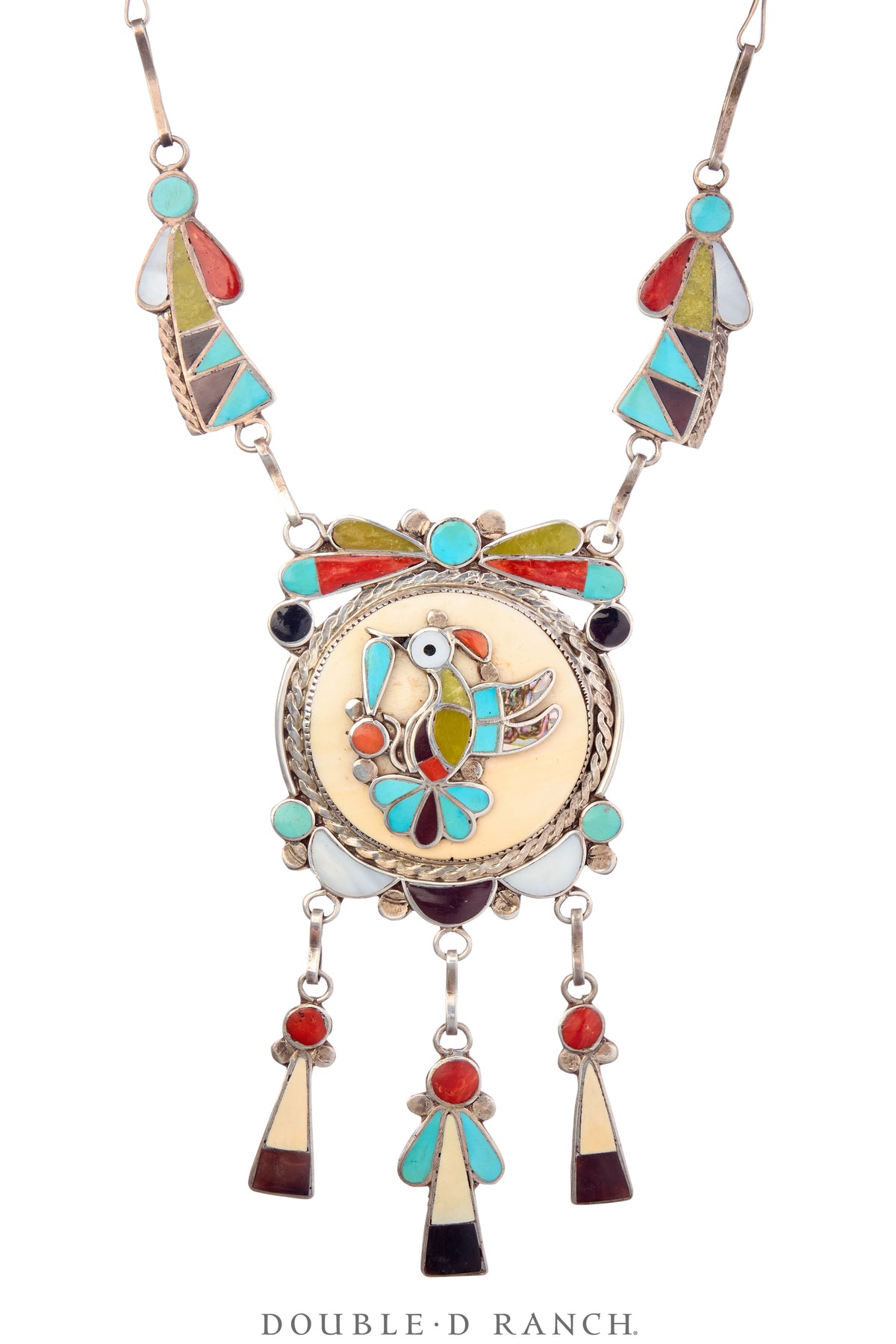 Necklace, Inlay, Mixed Stones, Hummingbird, Hallmark, Vintage, 3574