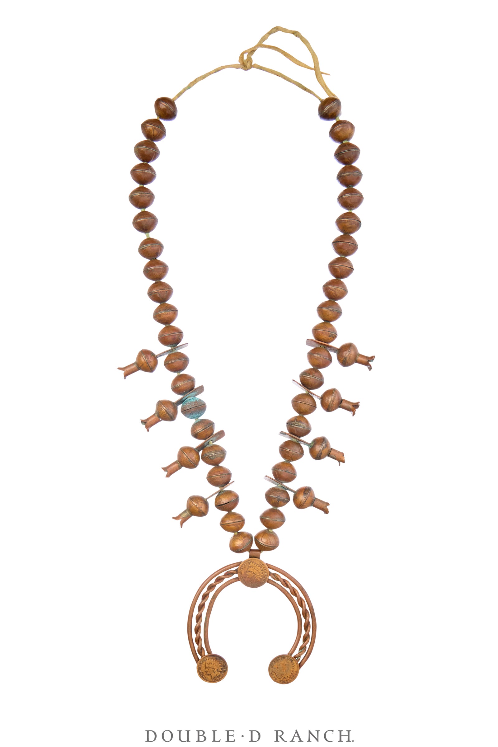 Necklace, Squash Blossom, Copper, Lincoln & Indian Head Pennies, Vintage ‘50s, 3583