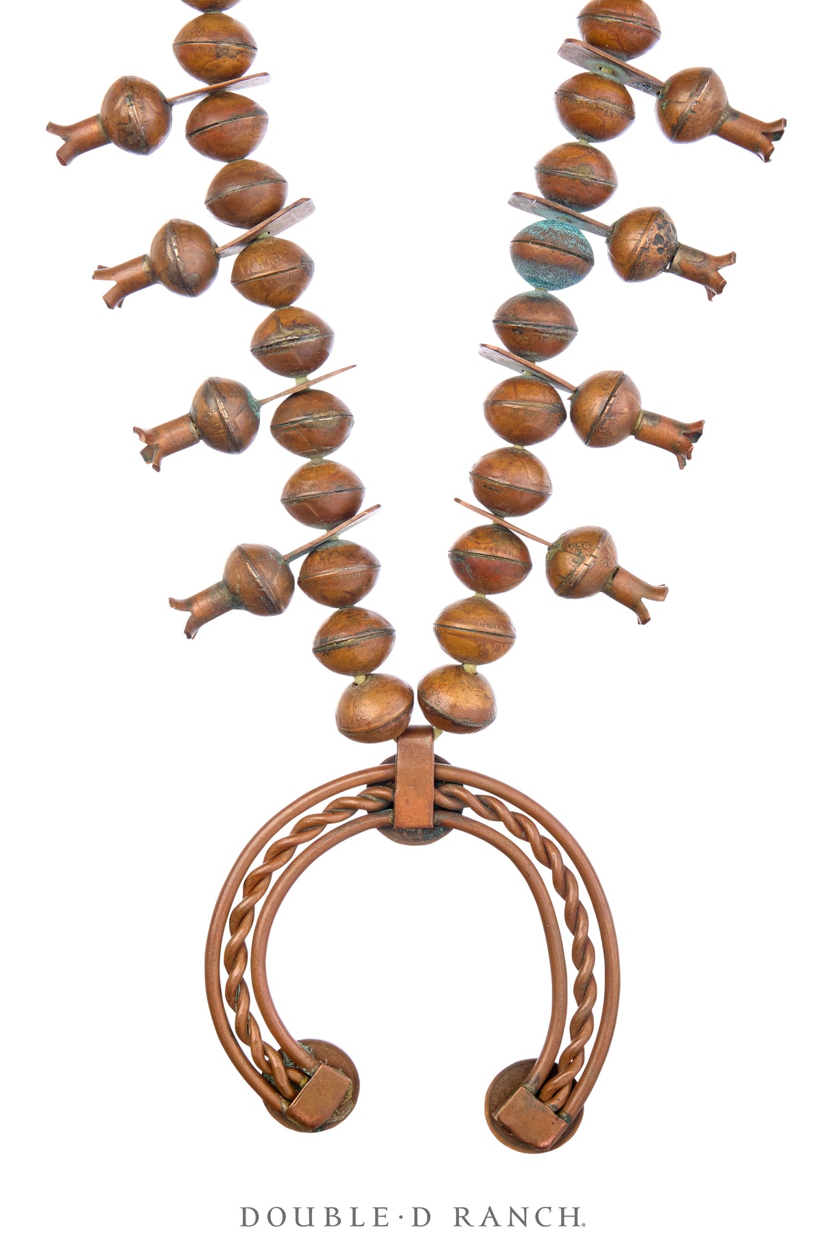 Necklace, Squash Blossom, Copper, Lincoln & Indian Head Pennies, Vintage ‘50s, 3583